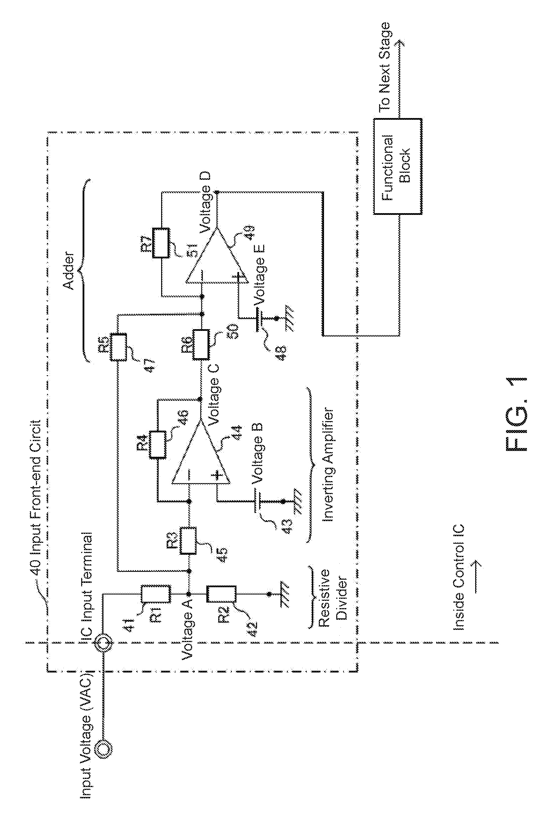 Input front-end circuit for switching power supply control integrated circuit and switching power supply controller having the same