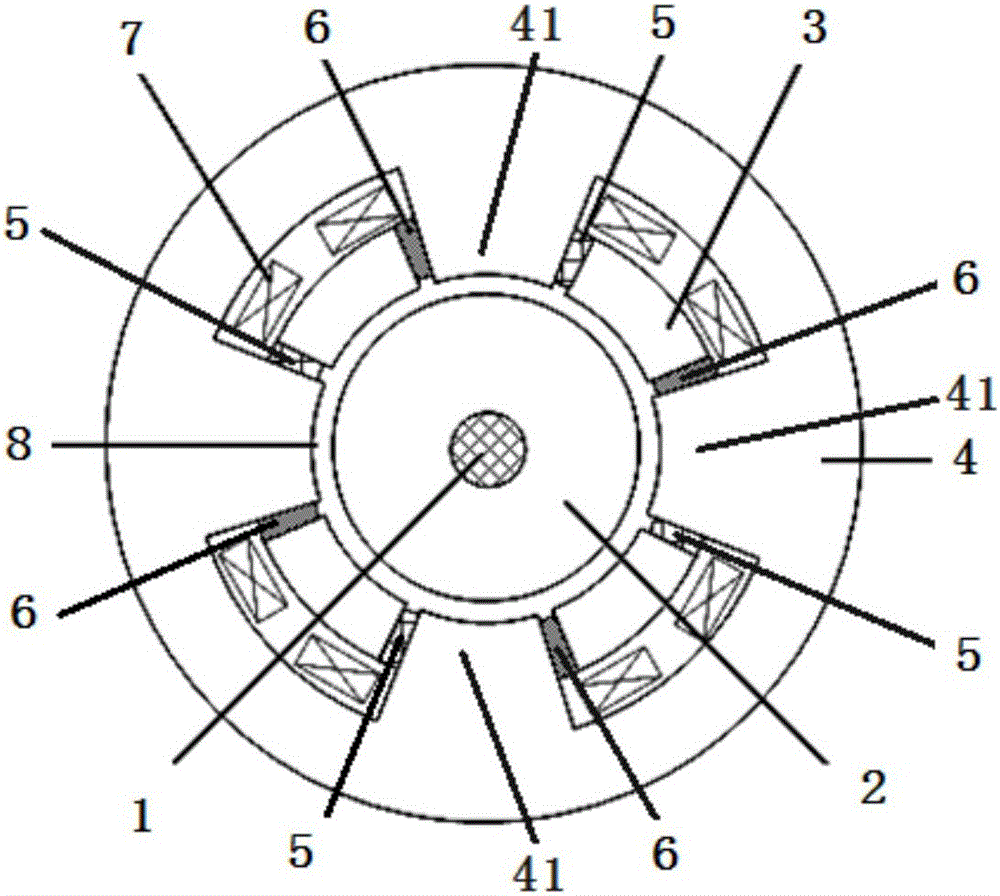 Heterospolar type permanent magnet bias mixed radial magnetic bearing