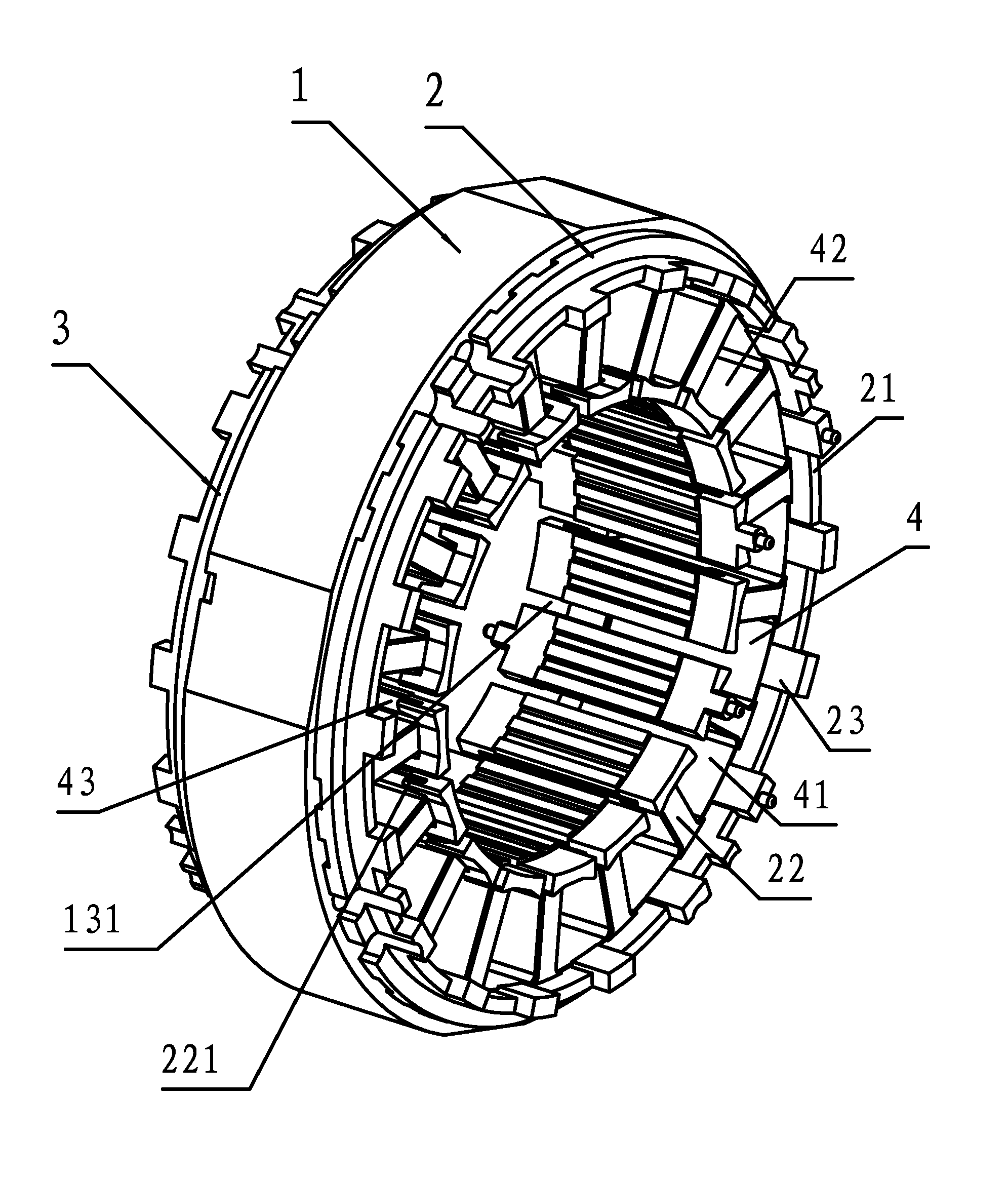 Mounting structure for slot paper in a motor stator