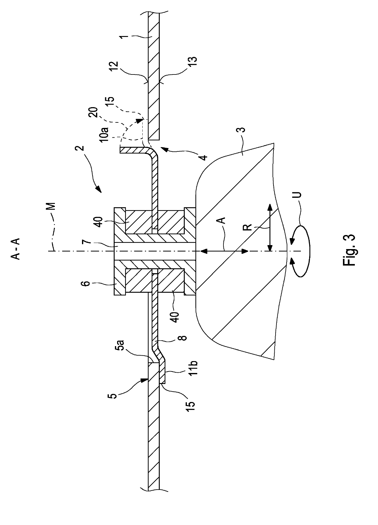 Securing device for a decoupling device on a shielding part, decoupling device having the securing device, and shielding part having the decoupling device