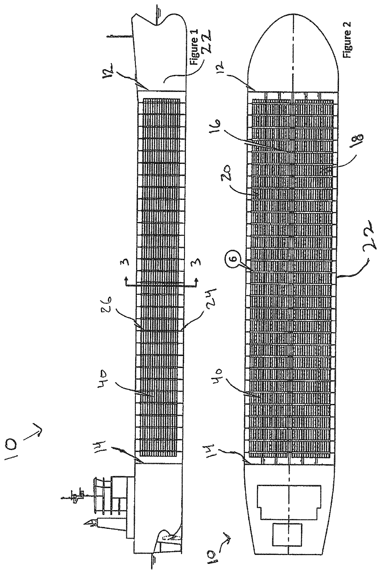 Pipe containment system for ships with spacing guide