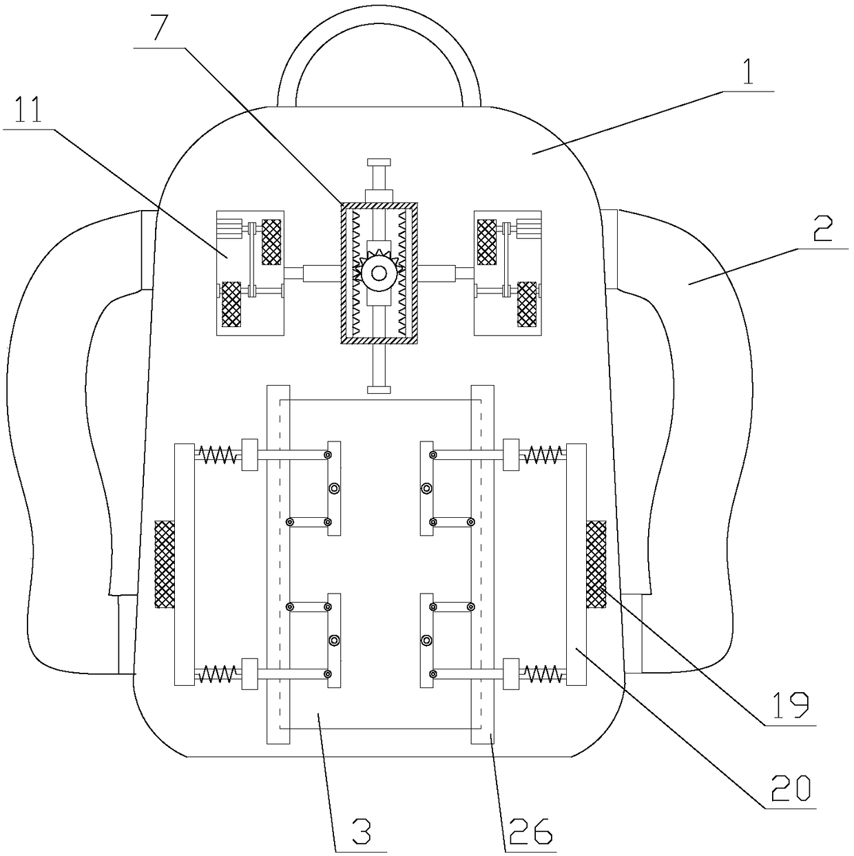 Intelligent knapsack having massaging and replacing functions