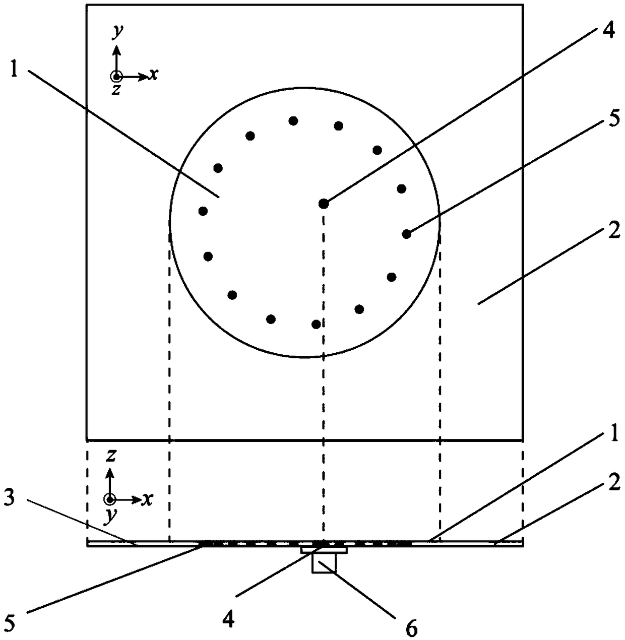 High gain microstrip antenna with short circuit pin