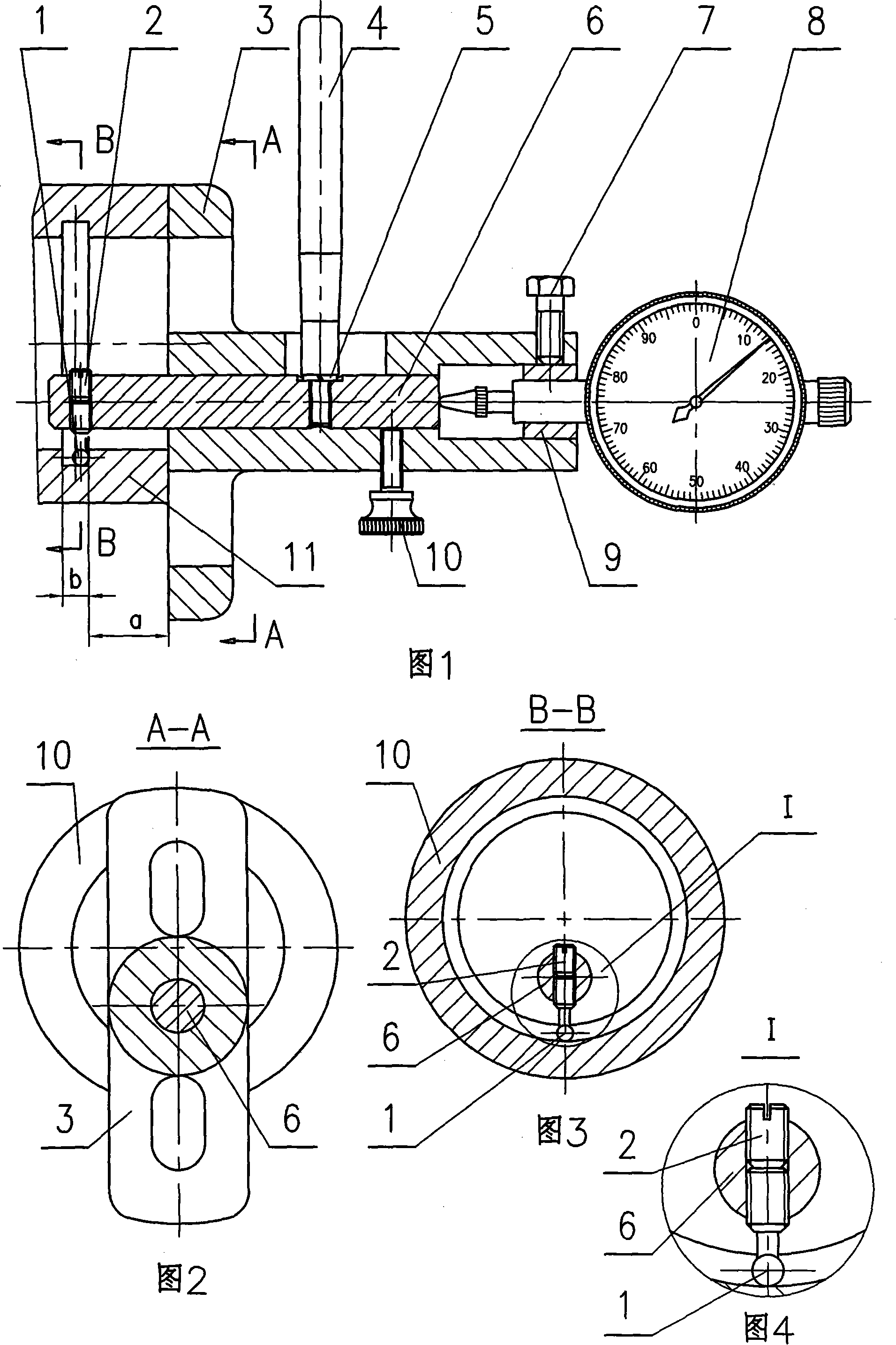 Inner hole fluted shaft direction dimension measuring implement