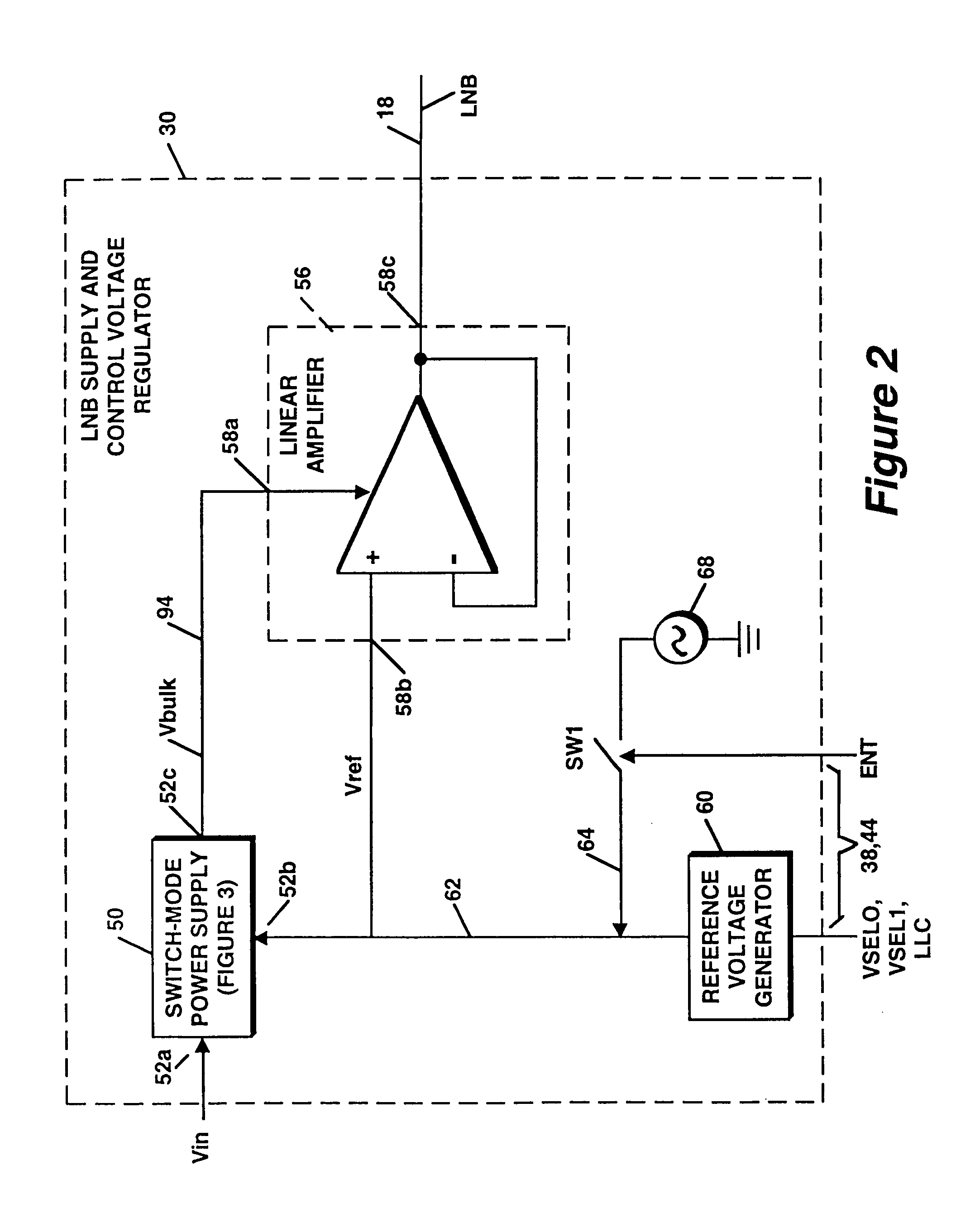 Low noise block supply and control voltage regulator