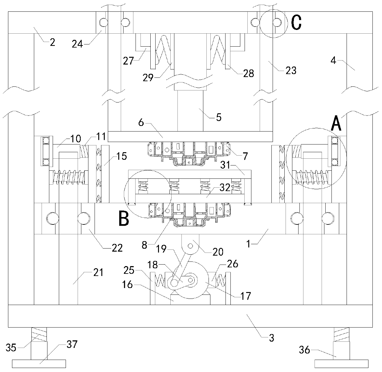 Auto hinge multi-pin simultaneous riveting die