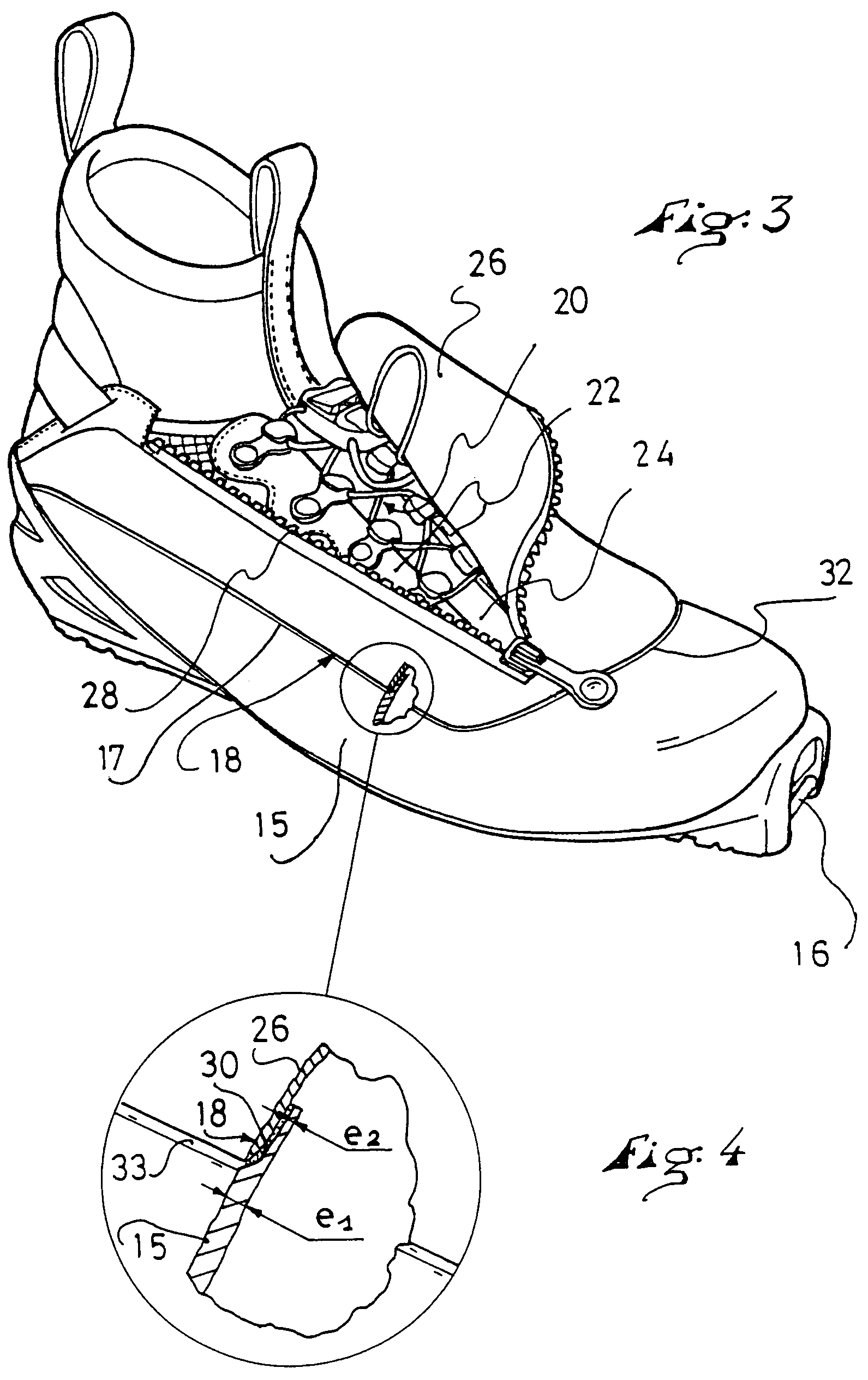 Footwear with an upper having at least one glued element