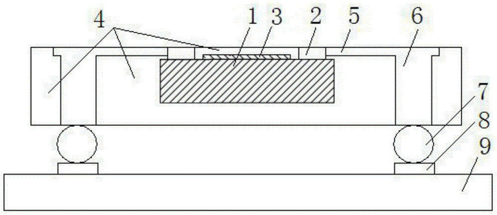 Embedded sensing chip encapsulation structure with vertical through hole and manufacturing method thereof