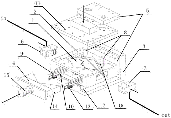 Rough crack flow guide capability test experiment device and test evaluation method