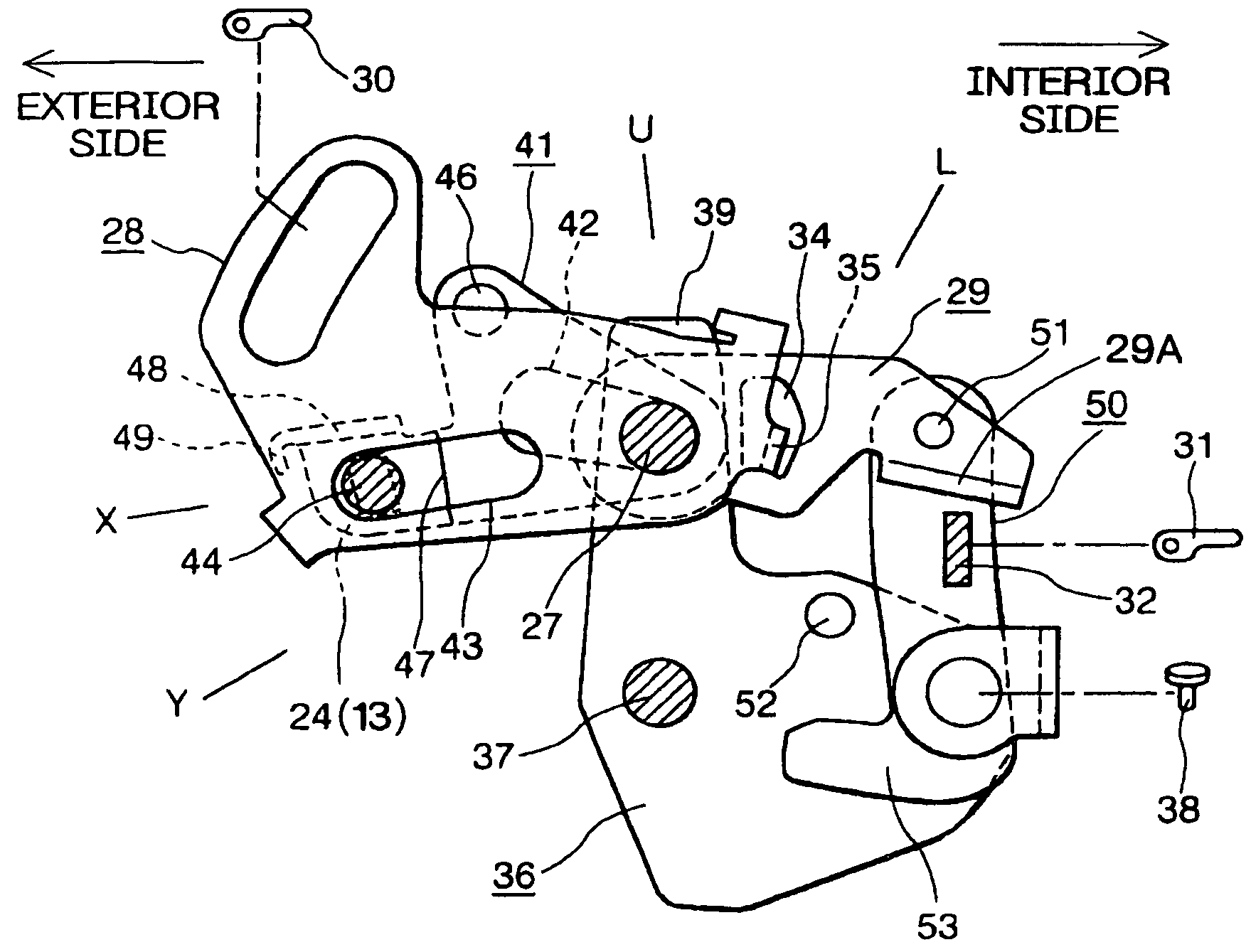 Double action mechanism of vehicle door latch device