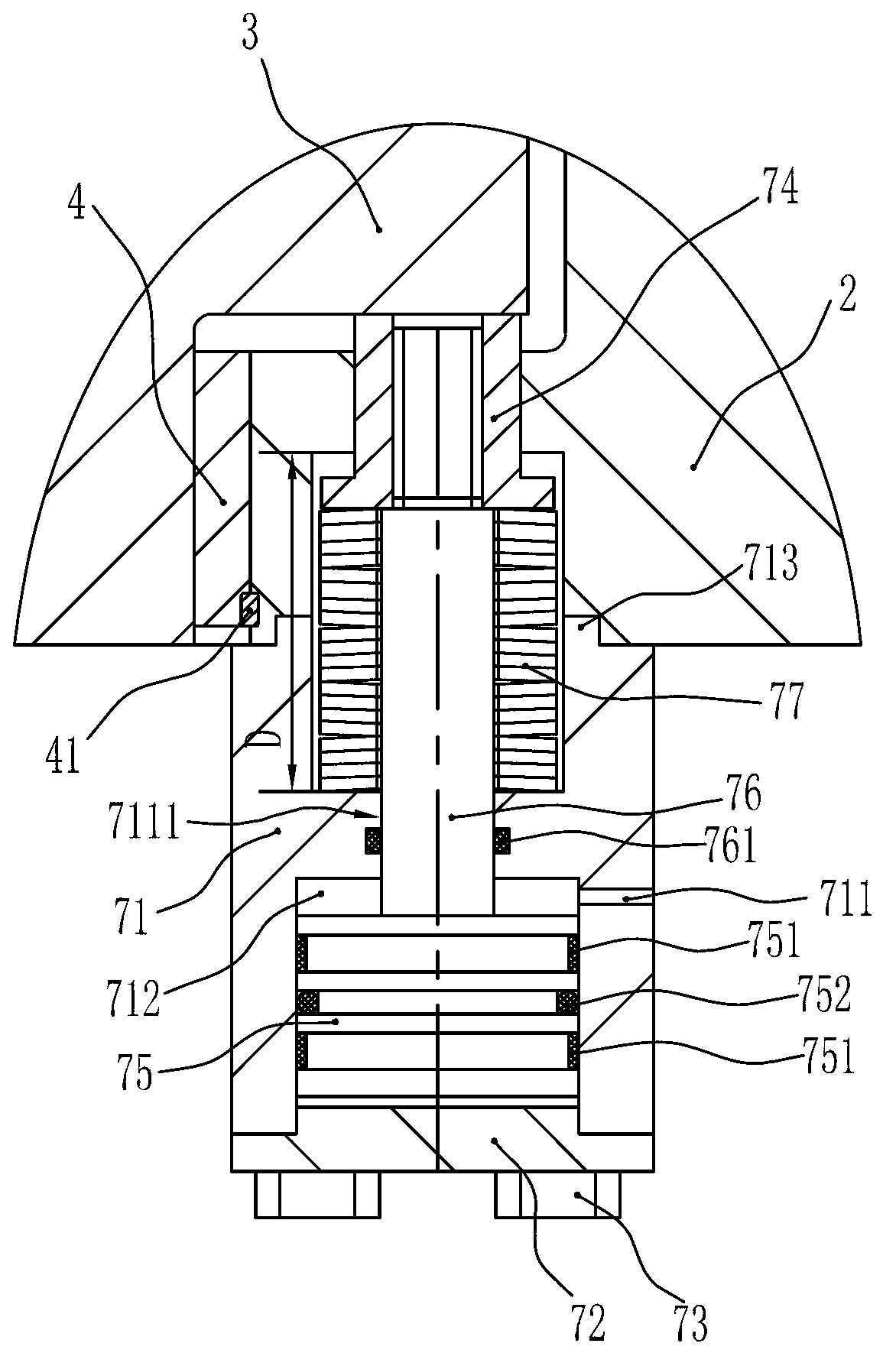 Fixing device for extrusion rod of extruding machine