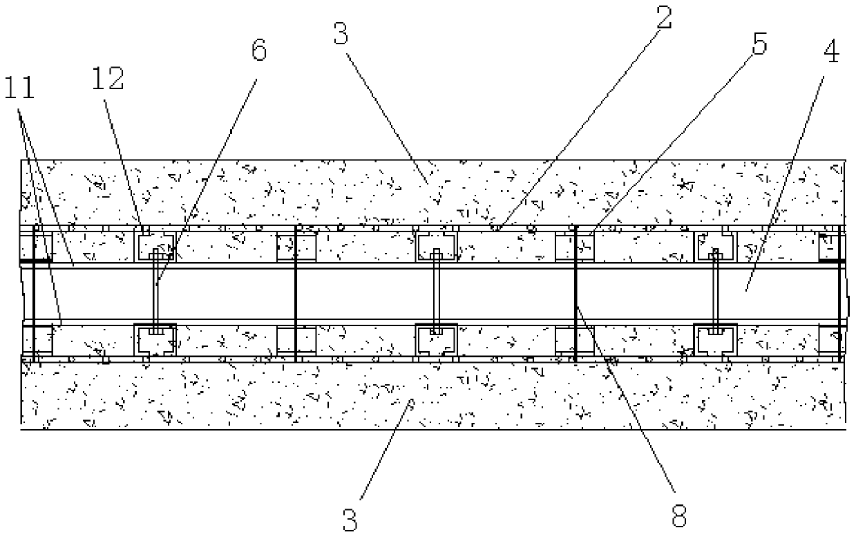 Non-bearing reinforced mesh and thin steel plate sandwich composite wall and manufacturing method thereof