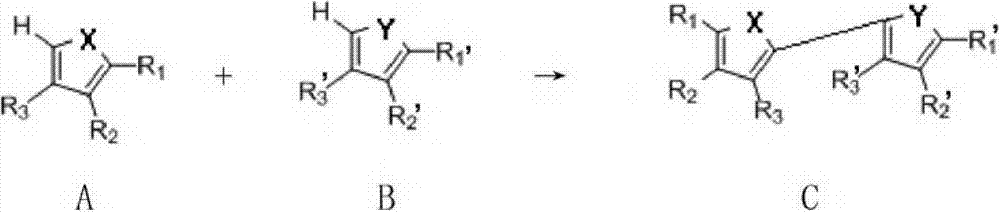 Synthesis method for thiophene ring/furan ring-heteroaromatic ring structure