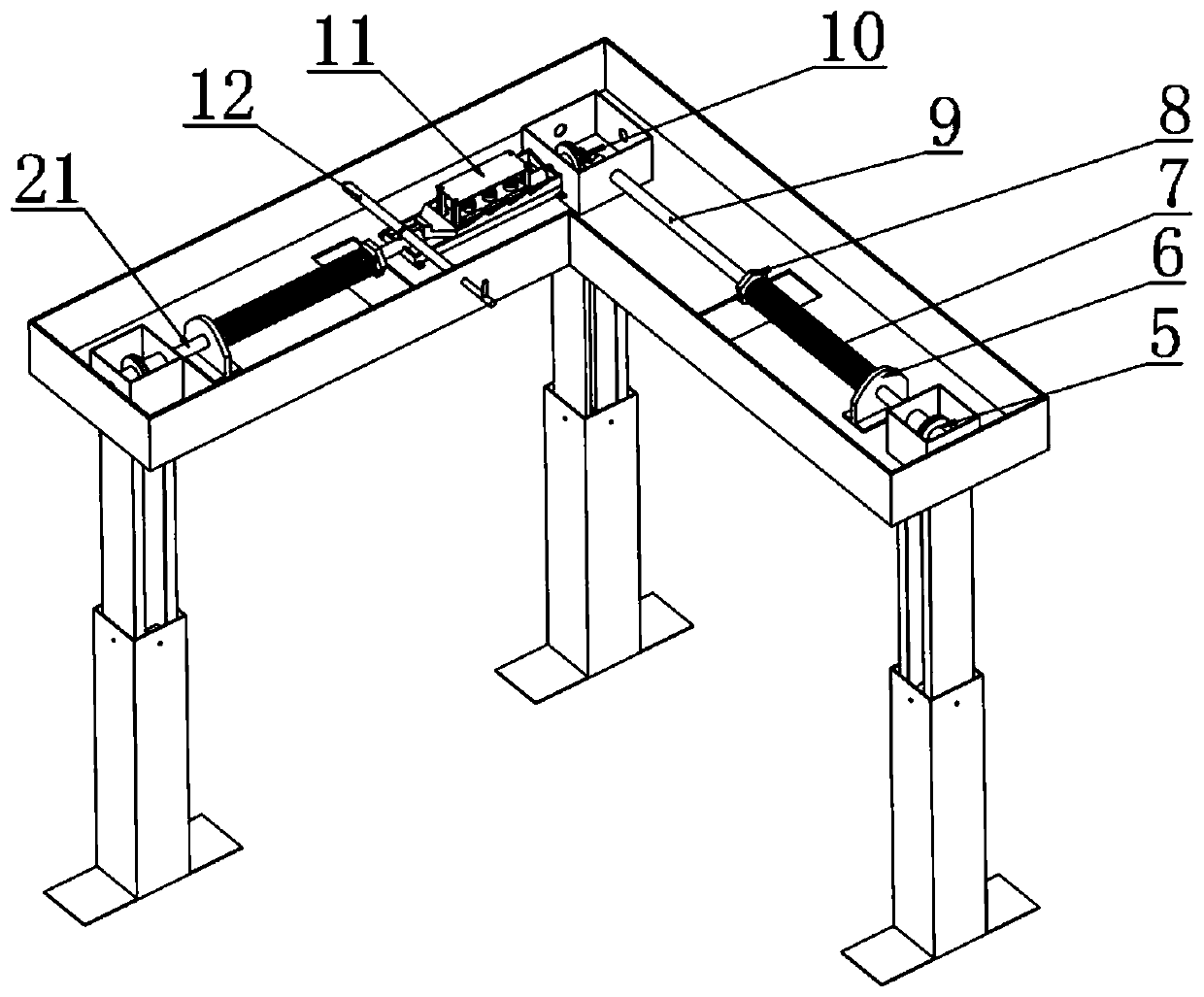 A mechanical three-leg automatic lifting table and its adjustment method