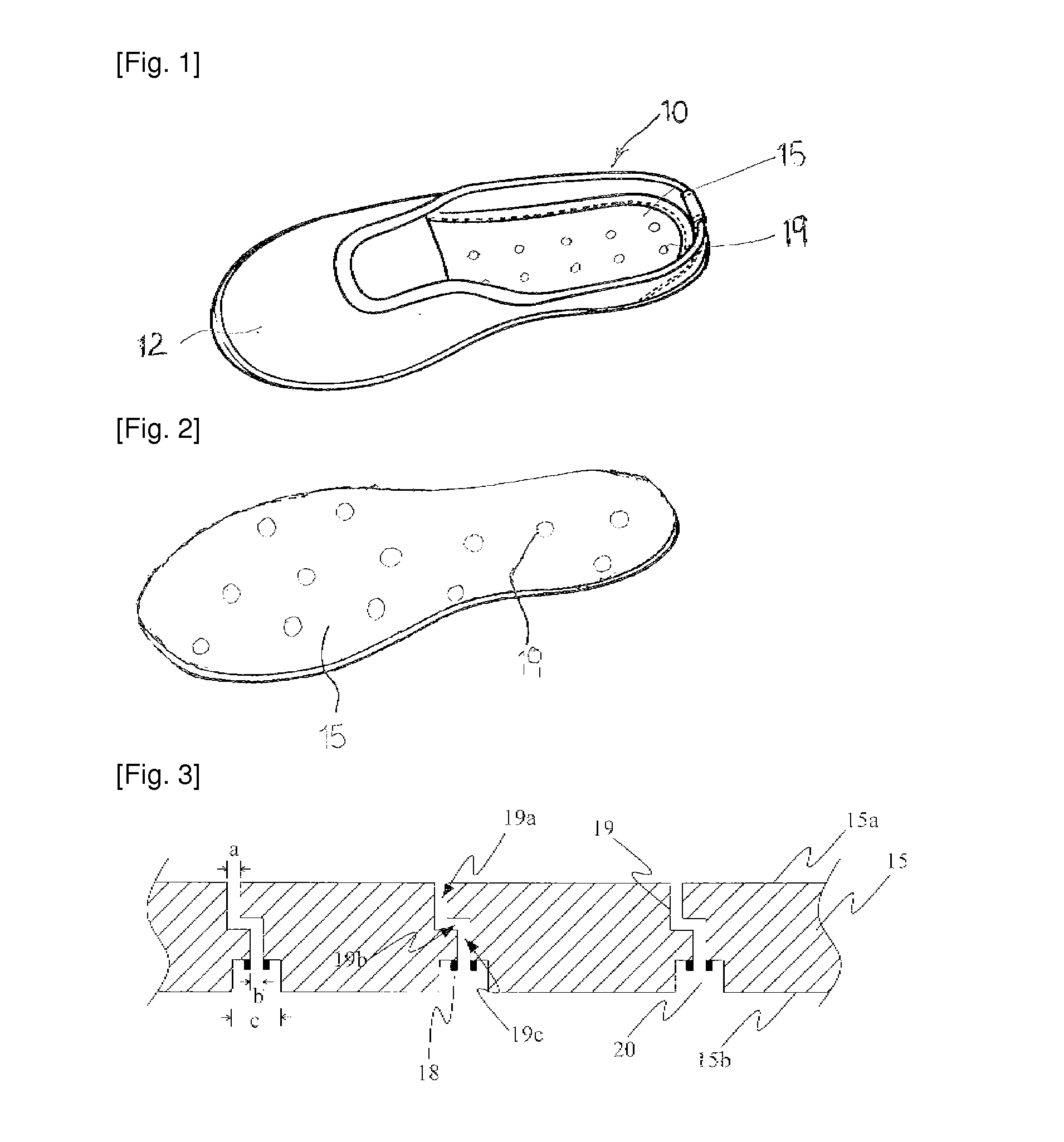 House shoes provided with air-holes