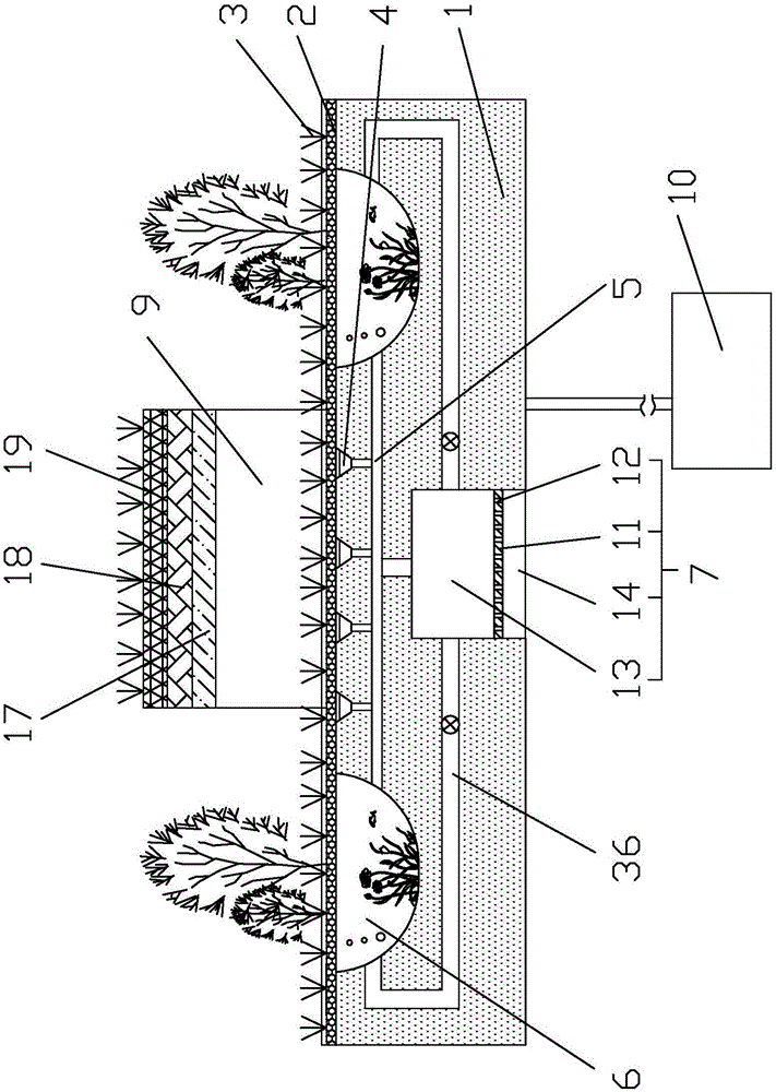 Rainwater collecting system for roof garden and construction method