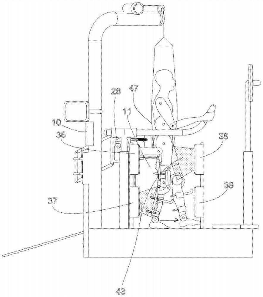 Infrared ray equipment for robotic rehabilitation on treadmill, having flexible pelvic attachment