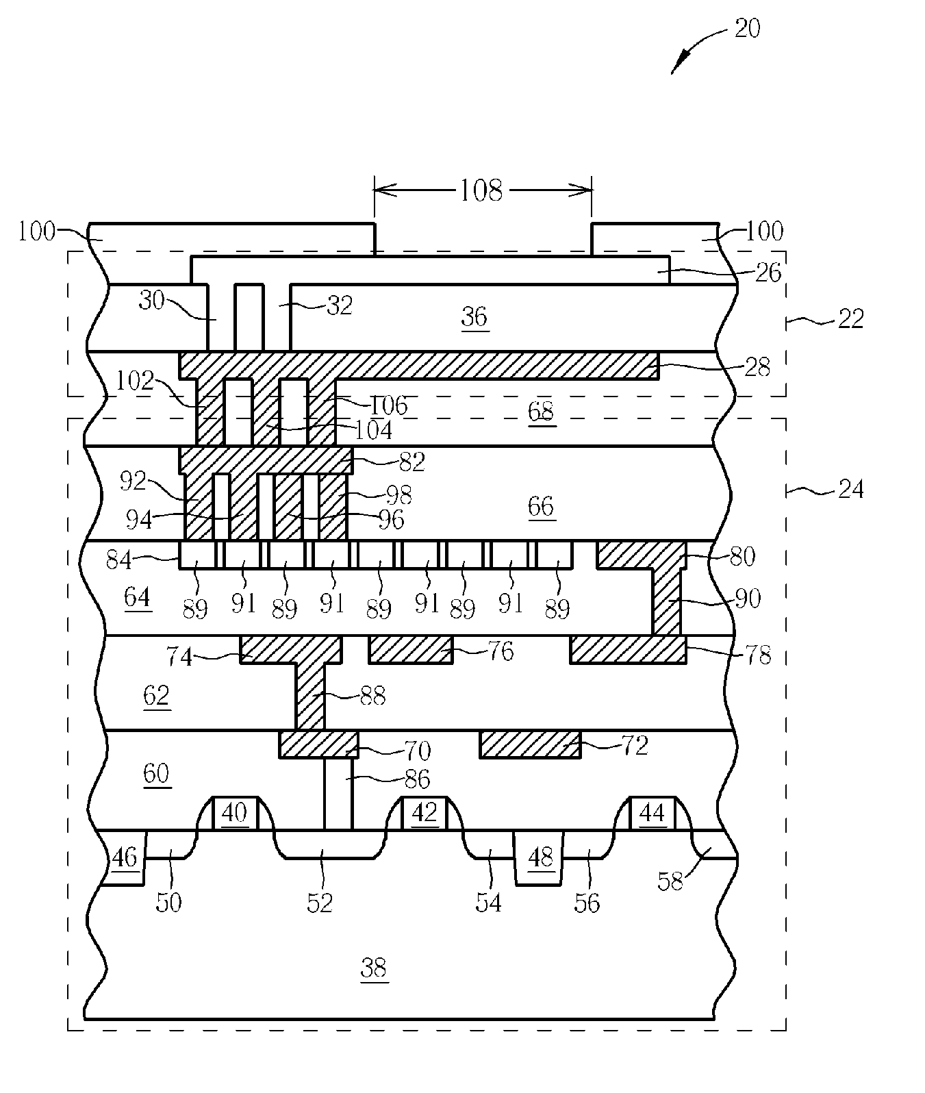 Semiconductor chip capable of implementing wire bonding over active circuits