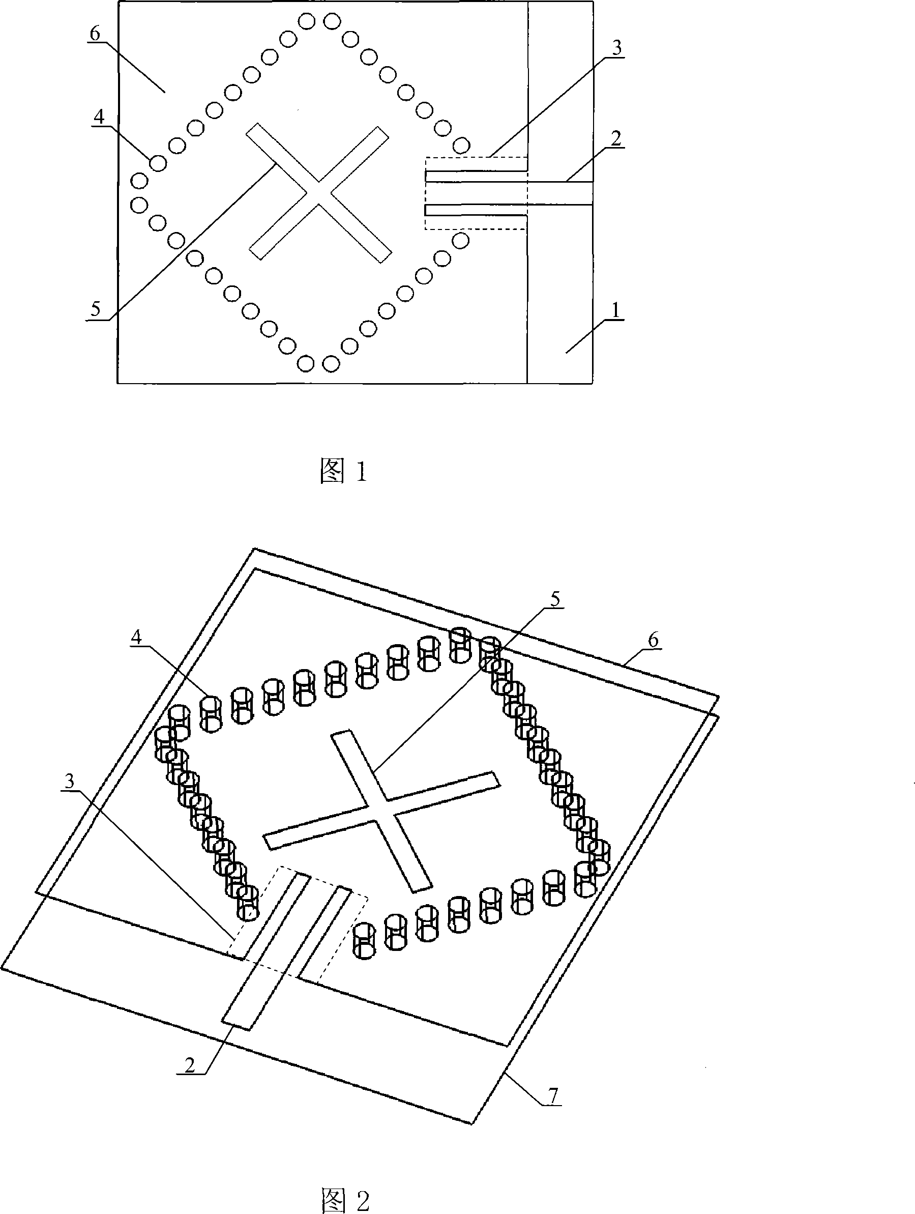 Common face wave guide single-point feedback rear cavity round polarization antenna