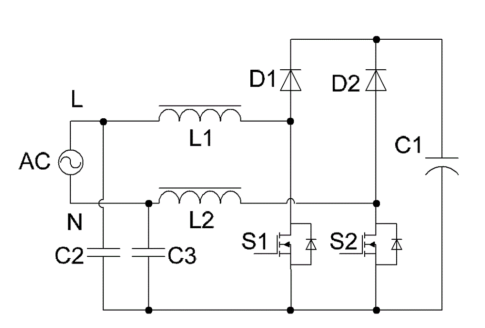 Bridgeless power factor correction circuit