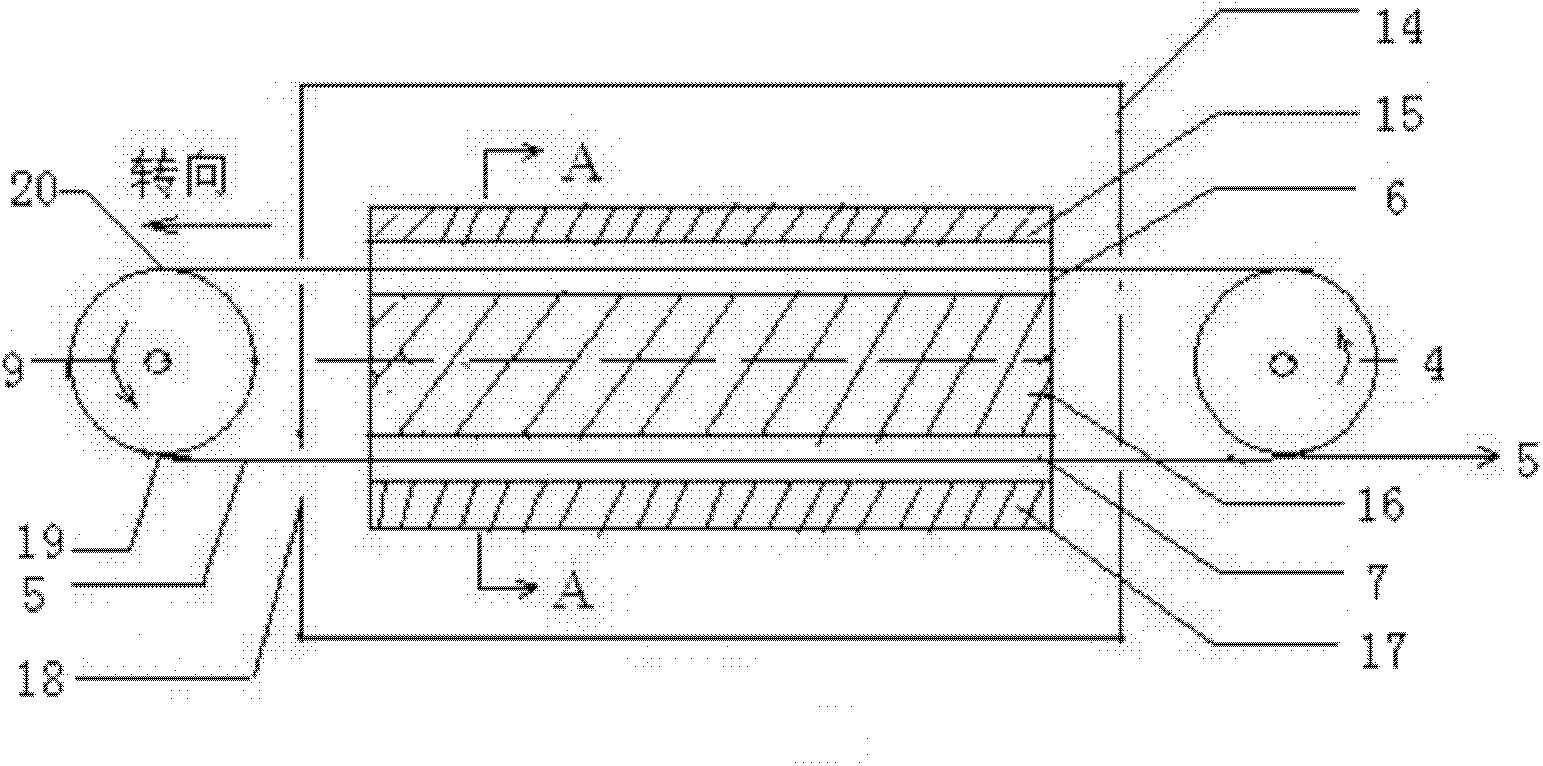 Microwave sintering and drafting device for pasty polytetrafluoroethylene extruded fibers