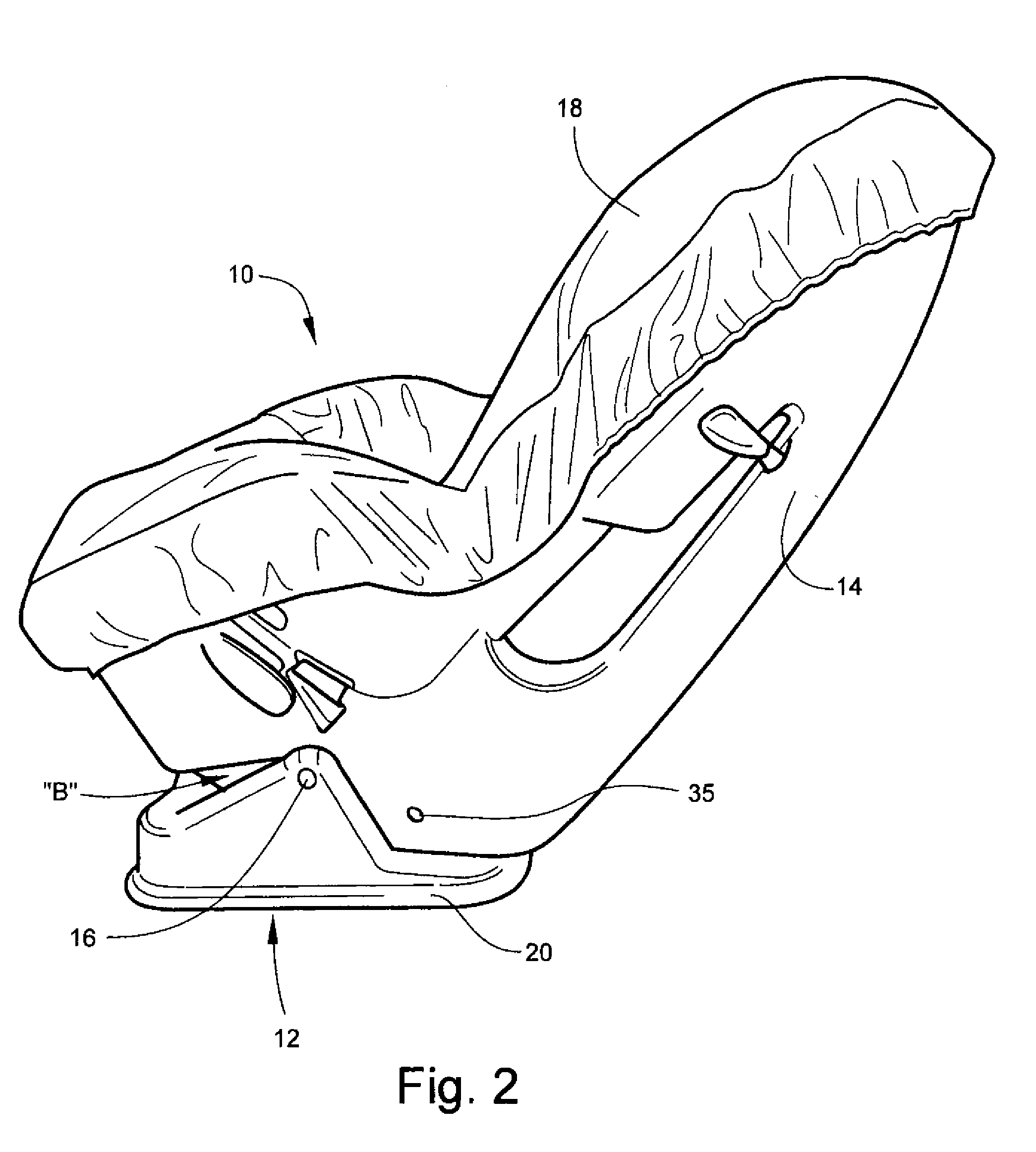 Child safety seat with load limited base