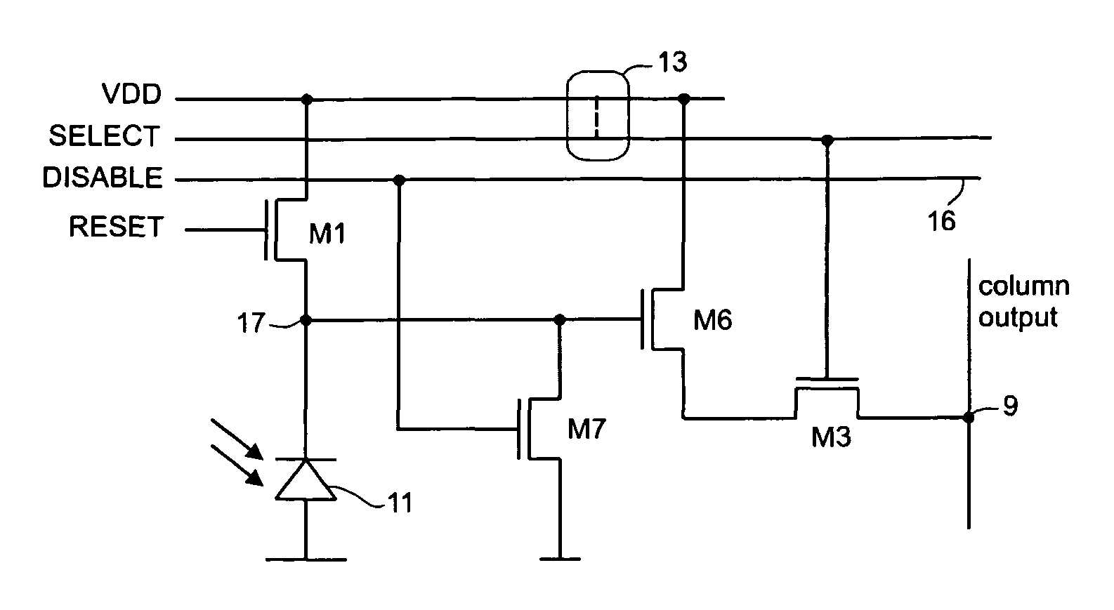 Pixel array with reduced sensitivity to defects