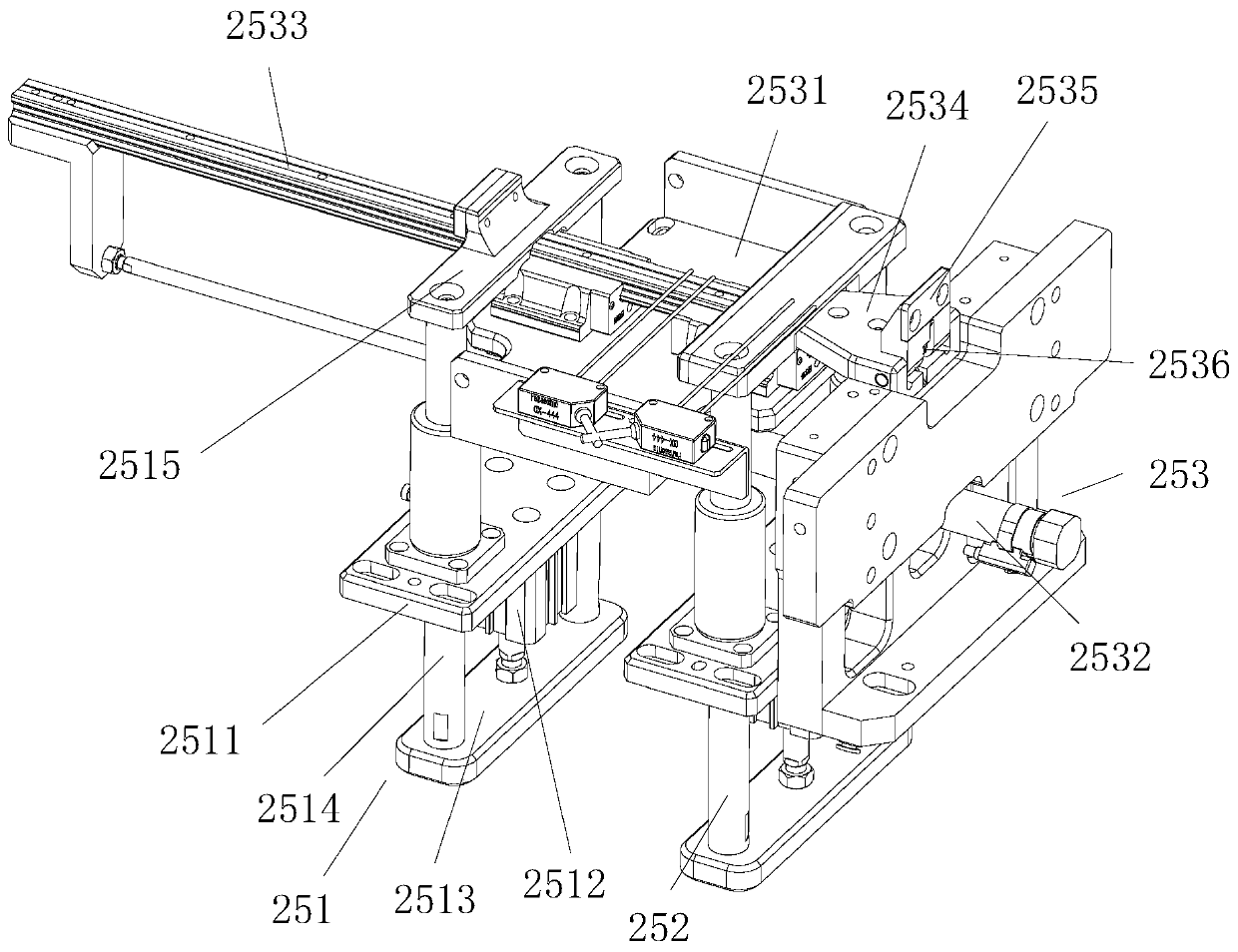 Automatic glue dispensing assembling device for concave pads of positive and negative electrodes of lithium battery