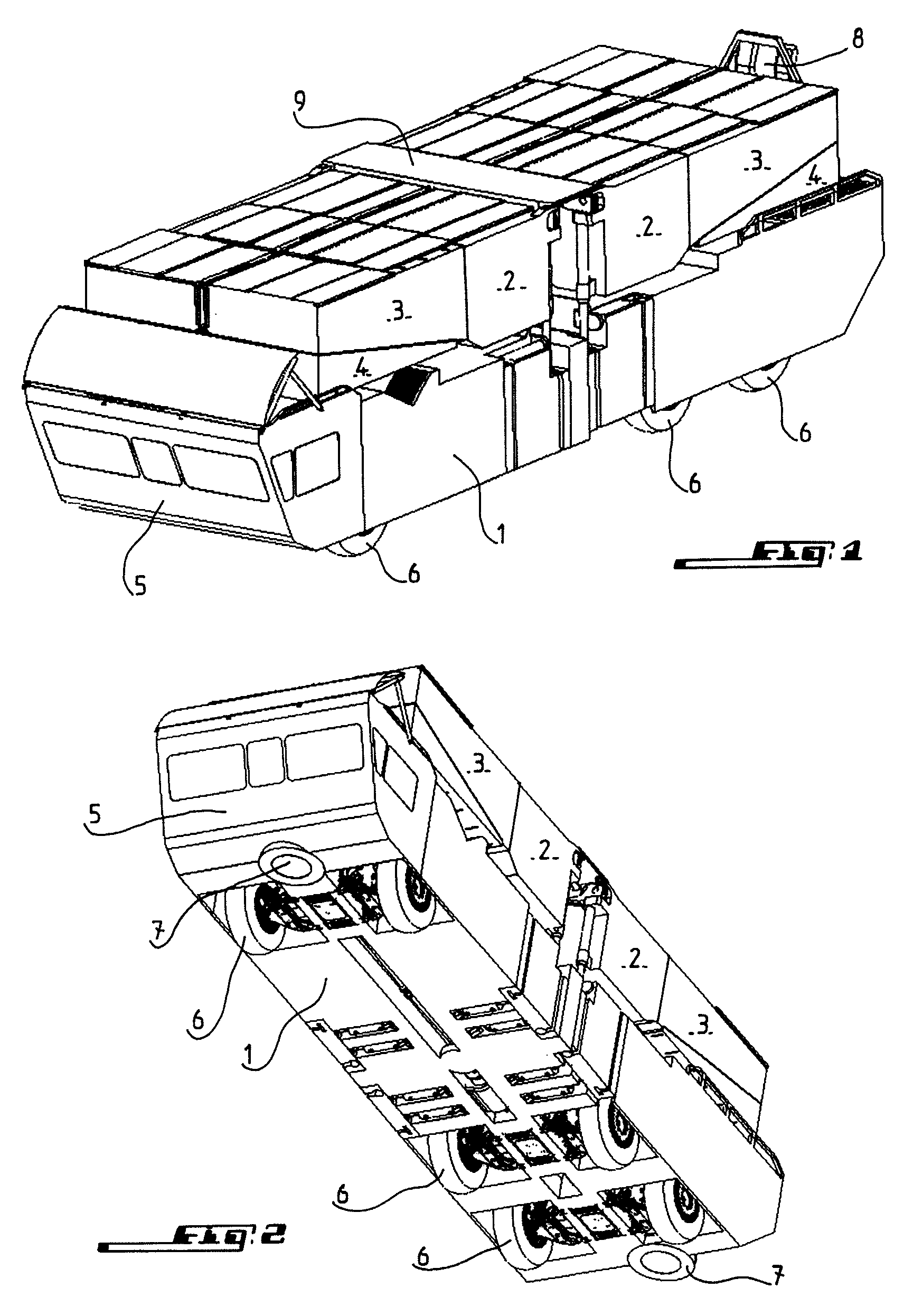 Amphibious vehicle which has elements for forming a floating bridge