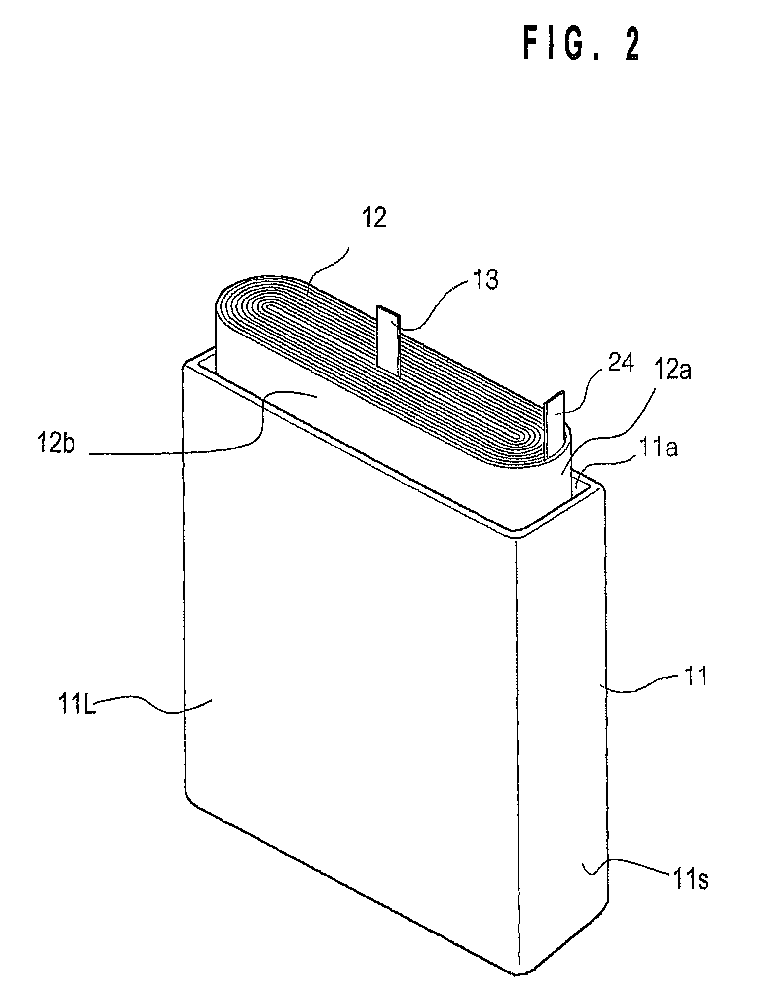 Secondary battery and method with electrode tap positioned at short side portion of secondary battery can