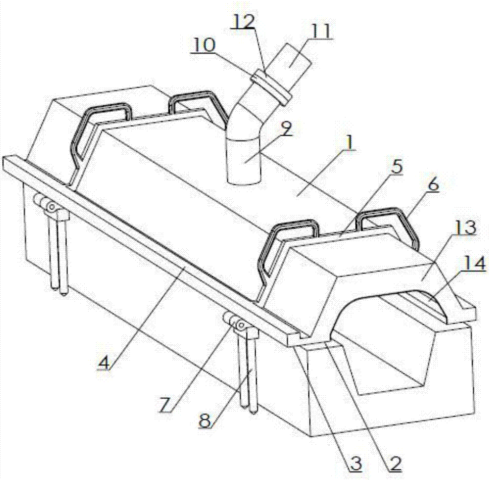 Splash-proof dust-removing device for molten iron ditch slot