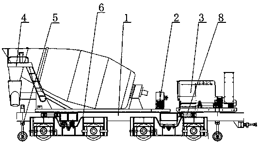 Road-railway concrete transporting tank truck