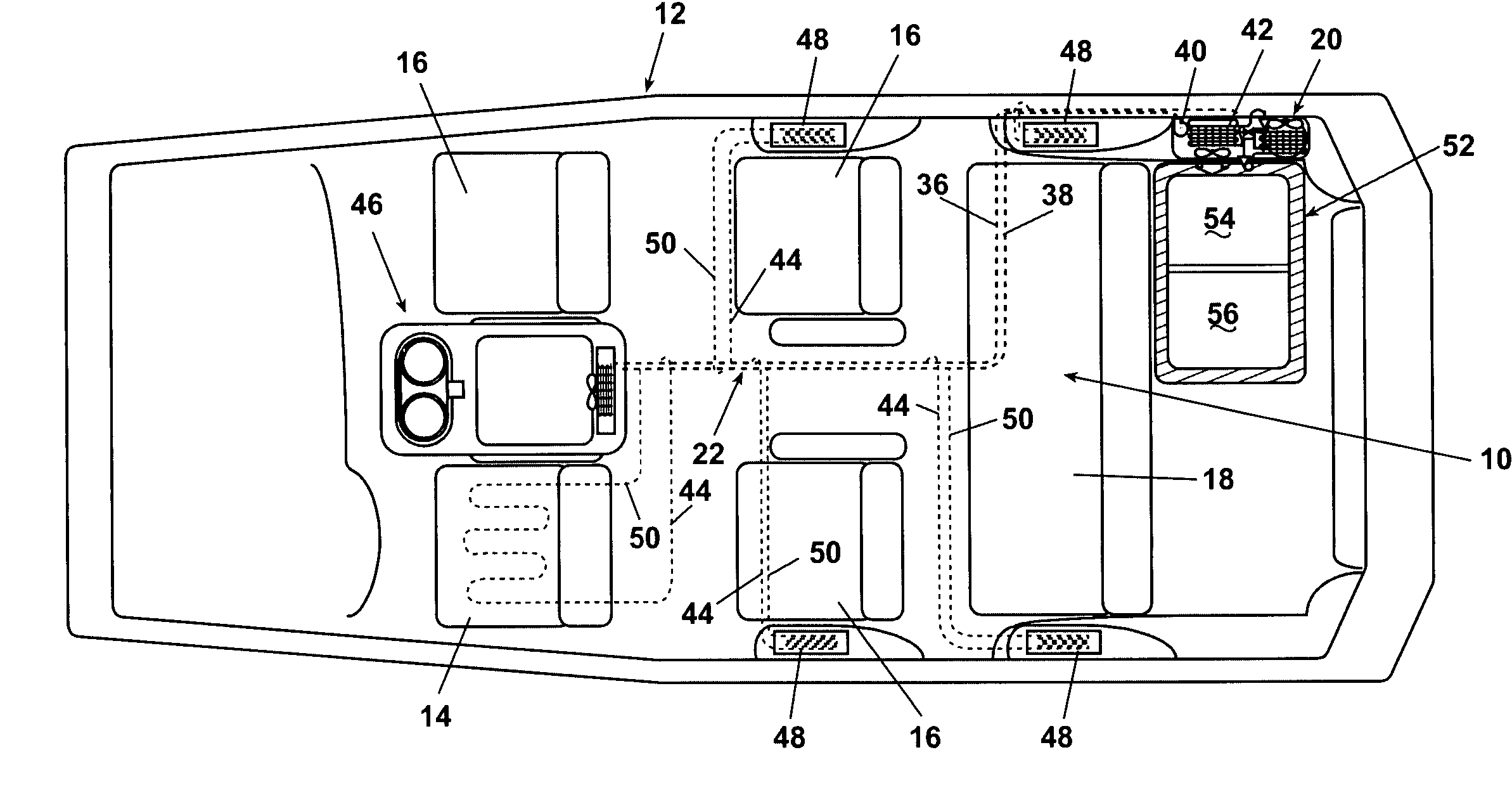 Distributed refrigeration system for a vehicle