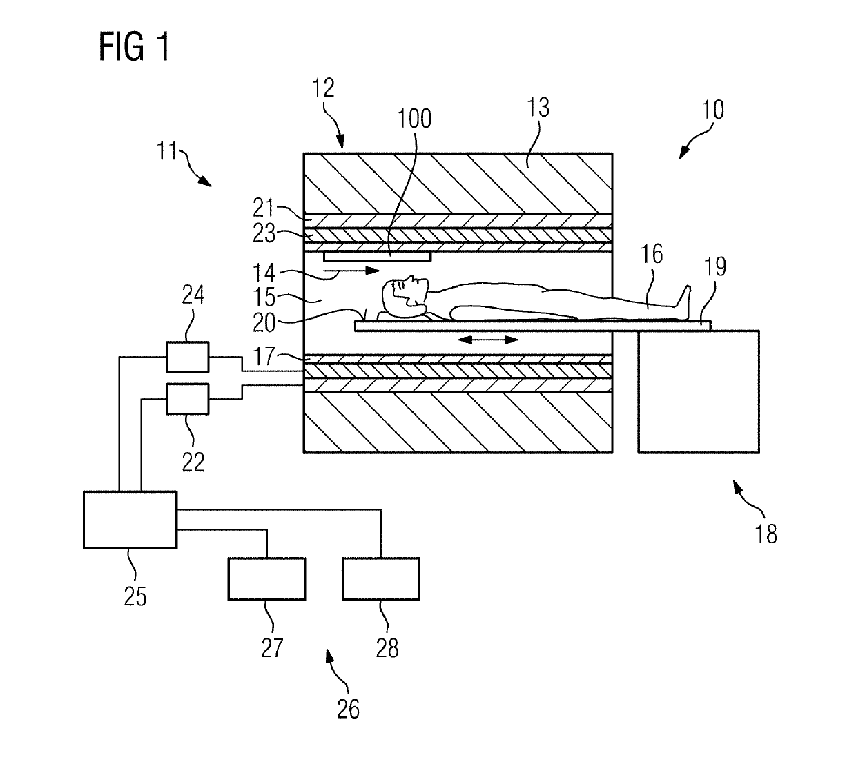 Medical imaging apparatus and sensor arrangement therefor for acquiring at least one item of patient movement information during a medical imaging examination