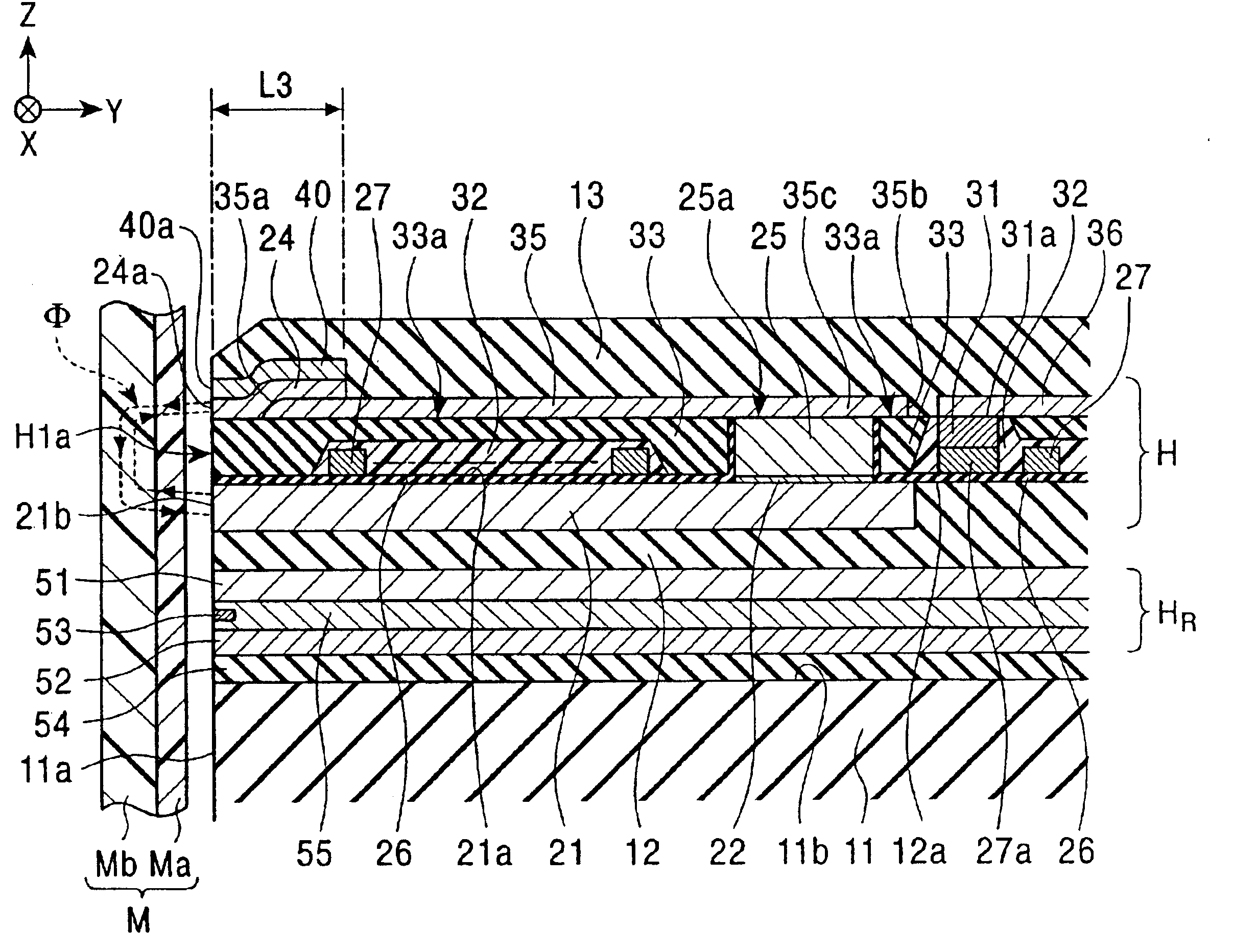 Perpendicular magnetic recording head including nonmagnetic layer overlaying main pole layer