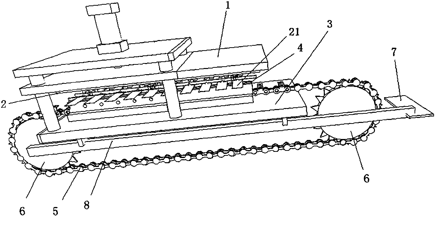 Chain type false nail tree feeding and dismounting device