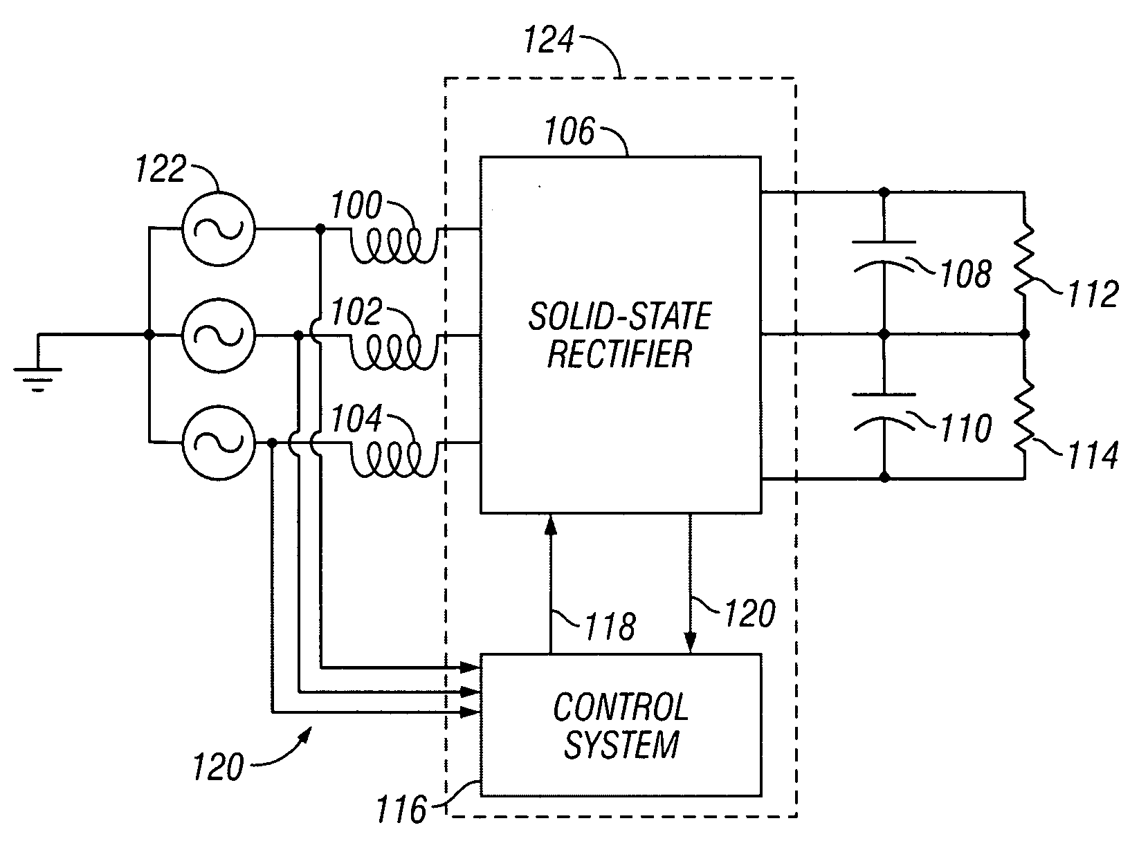 Three phase rectifier and rectification method