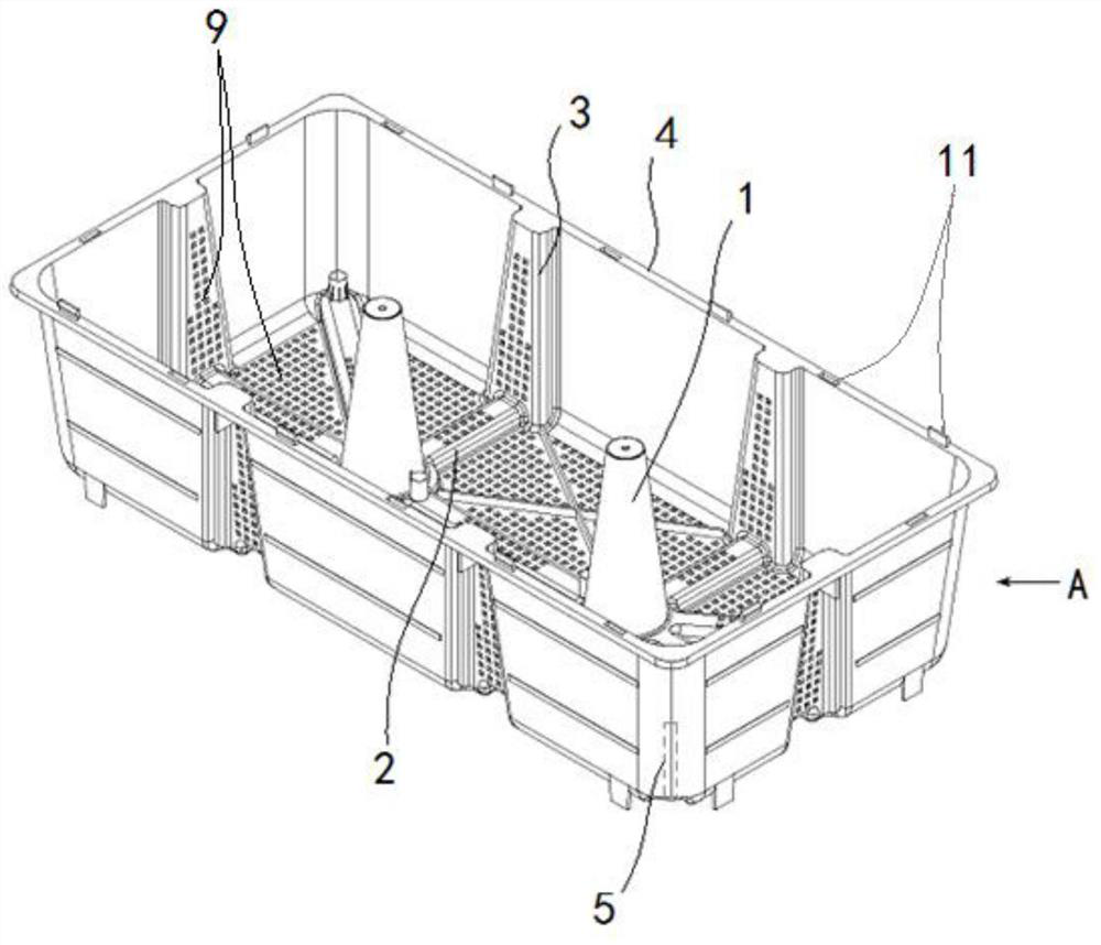 Multi-supporting post anti-floating box body for cast-in-place concrete hollow floor slab