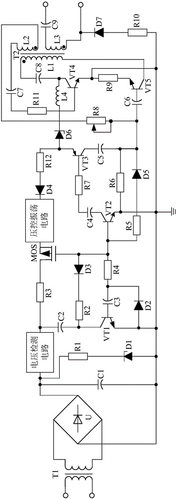 Electrodeless fluorescent lamp voltage stabilization constant current power source based on source electrode amplification circuit