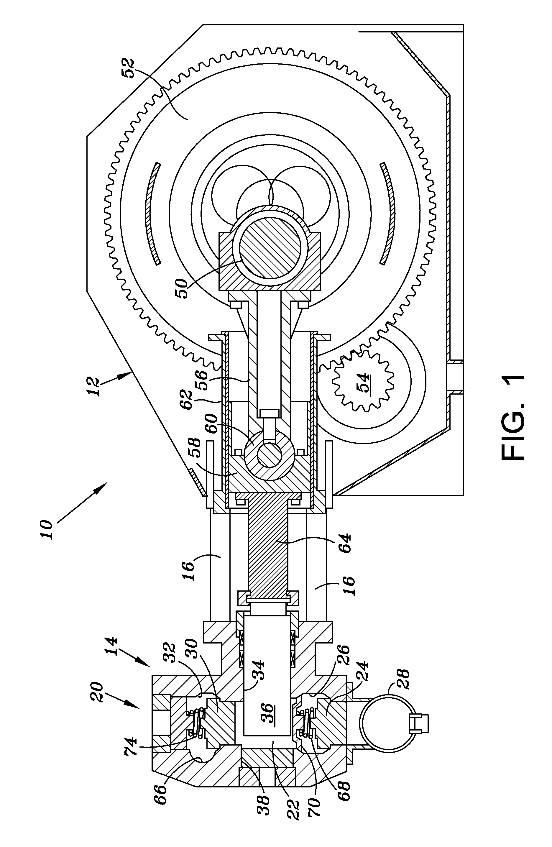 Reciprocating pump with intersecting bore geometry