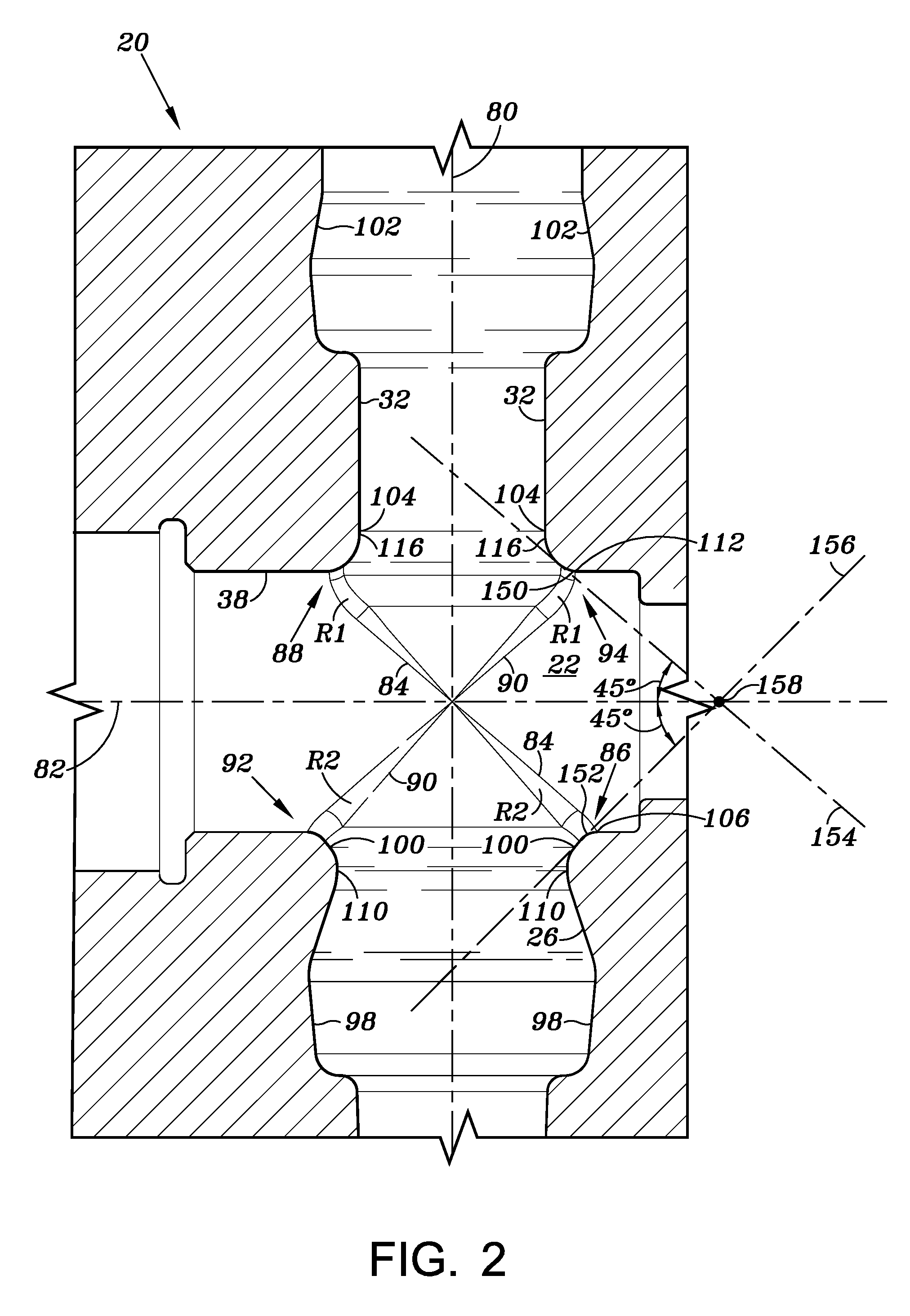 Reciprocating pump with intersecting bore geometry