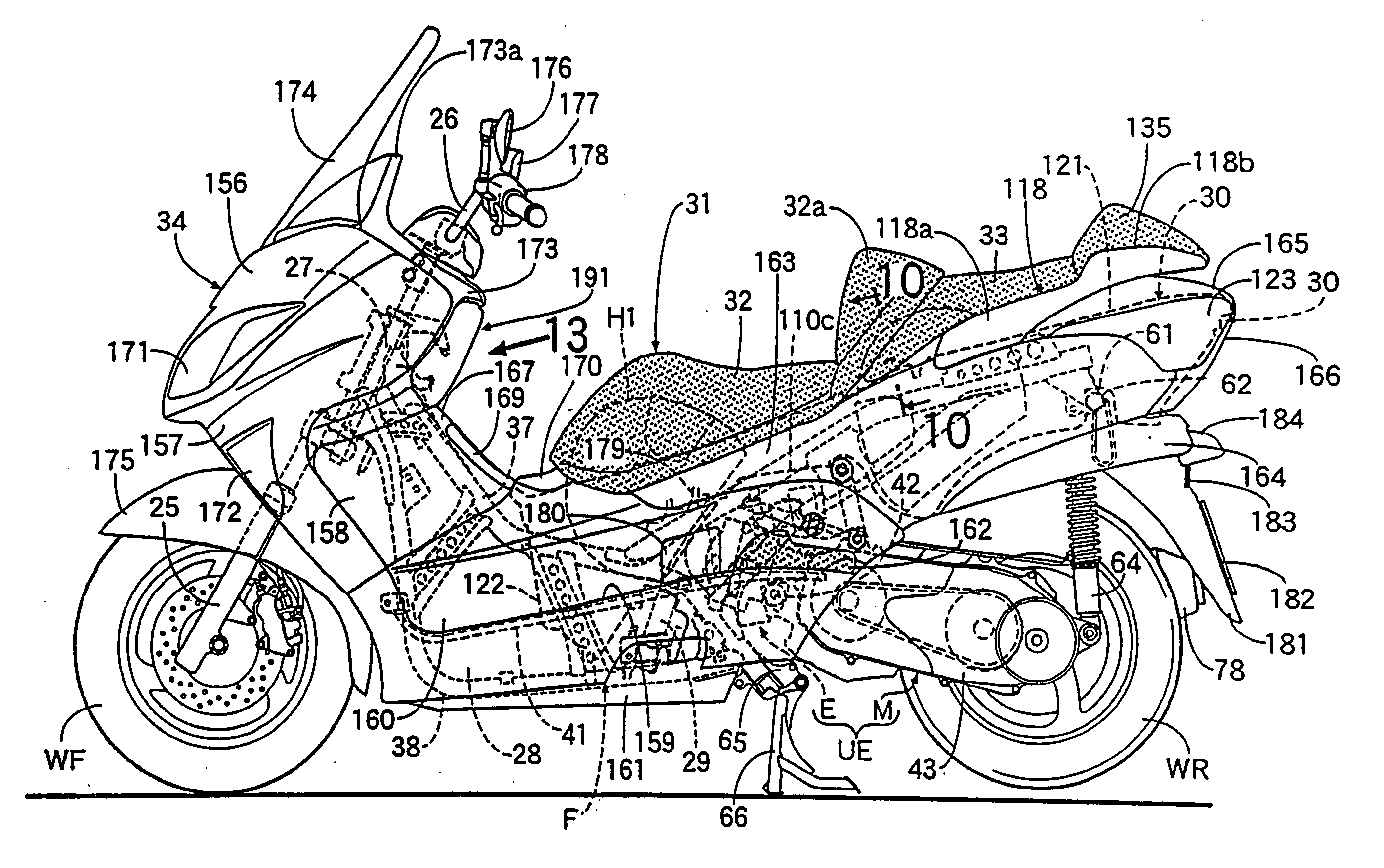 Article storage structure for scooter-type vehicle