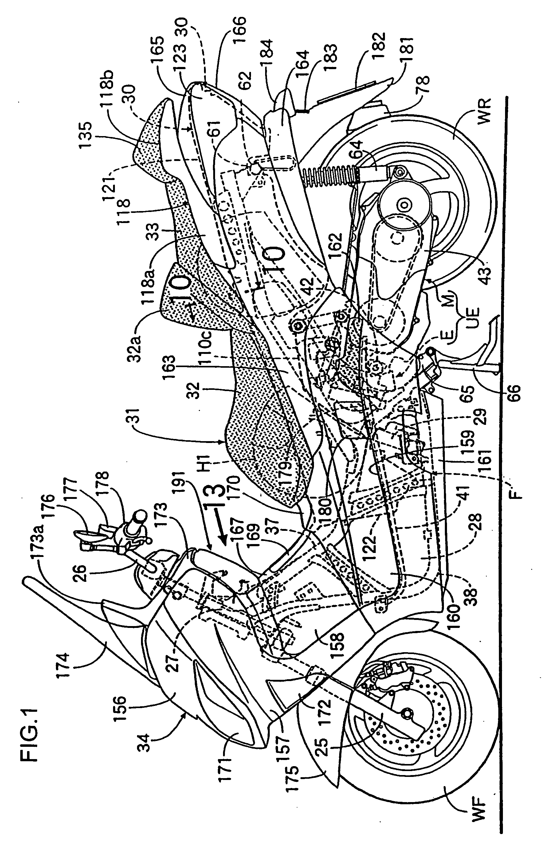 Article storage structure for scooter-type vehicle