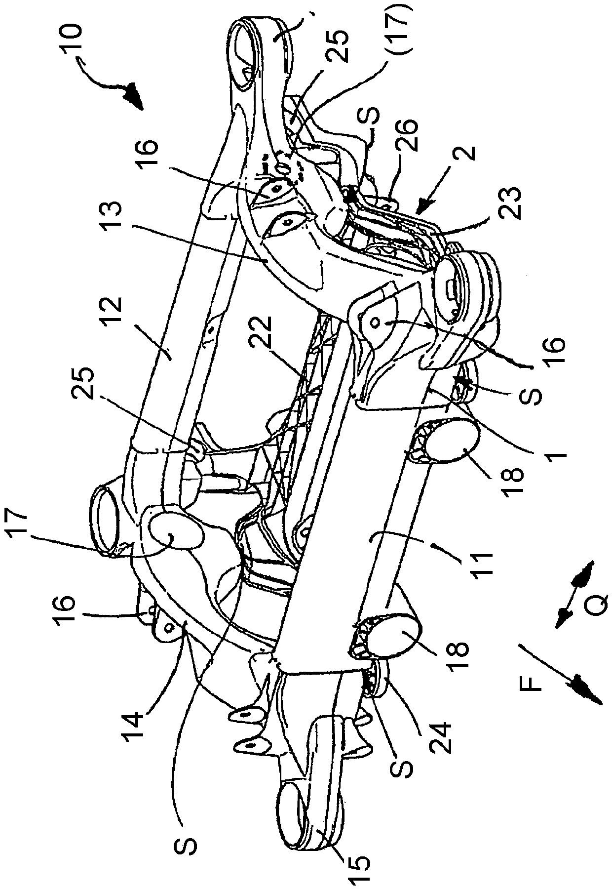 Motor vehicle with axle bracket