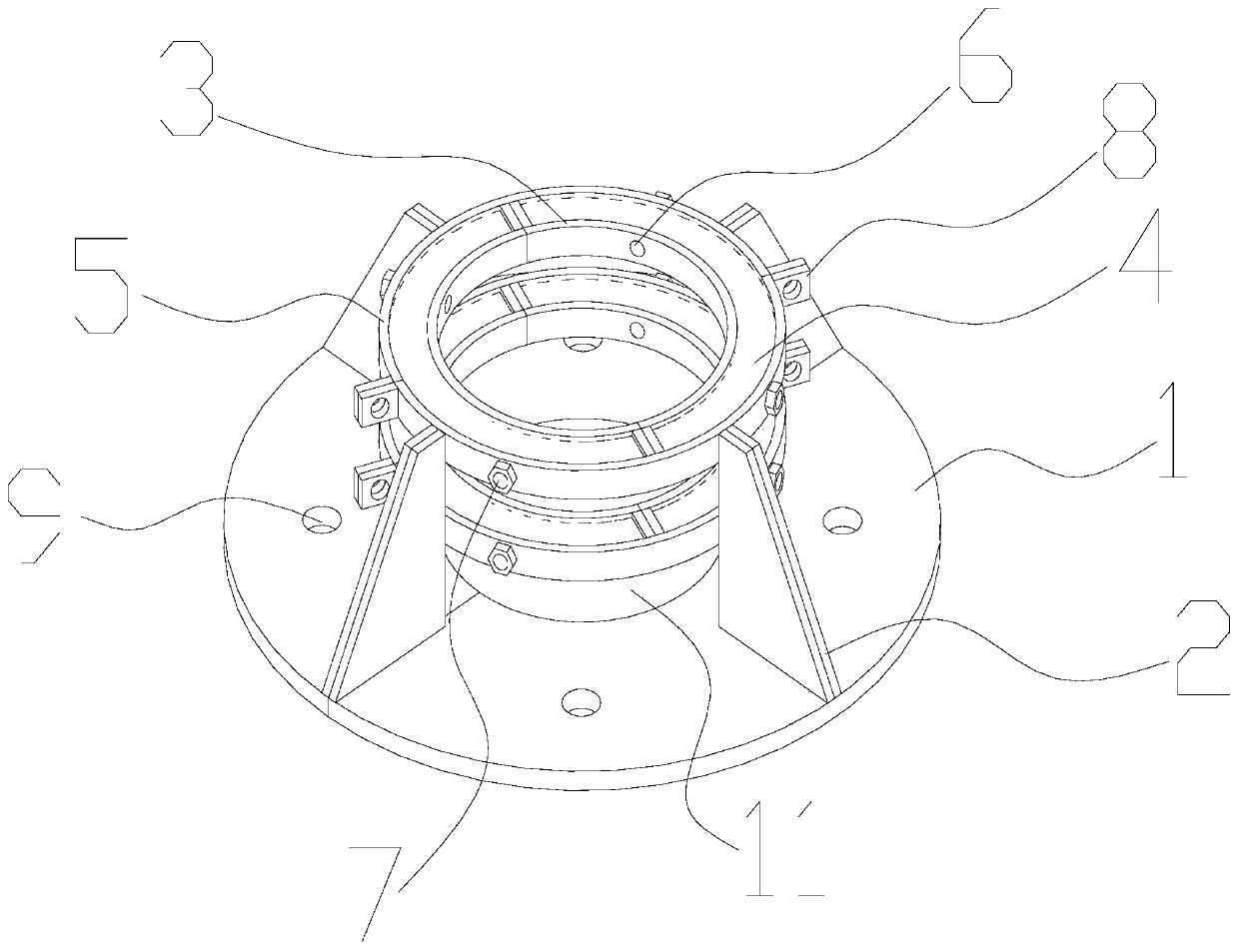 Novel wood structure column base joint reinforcement structure and construction method thereof