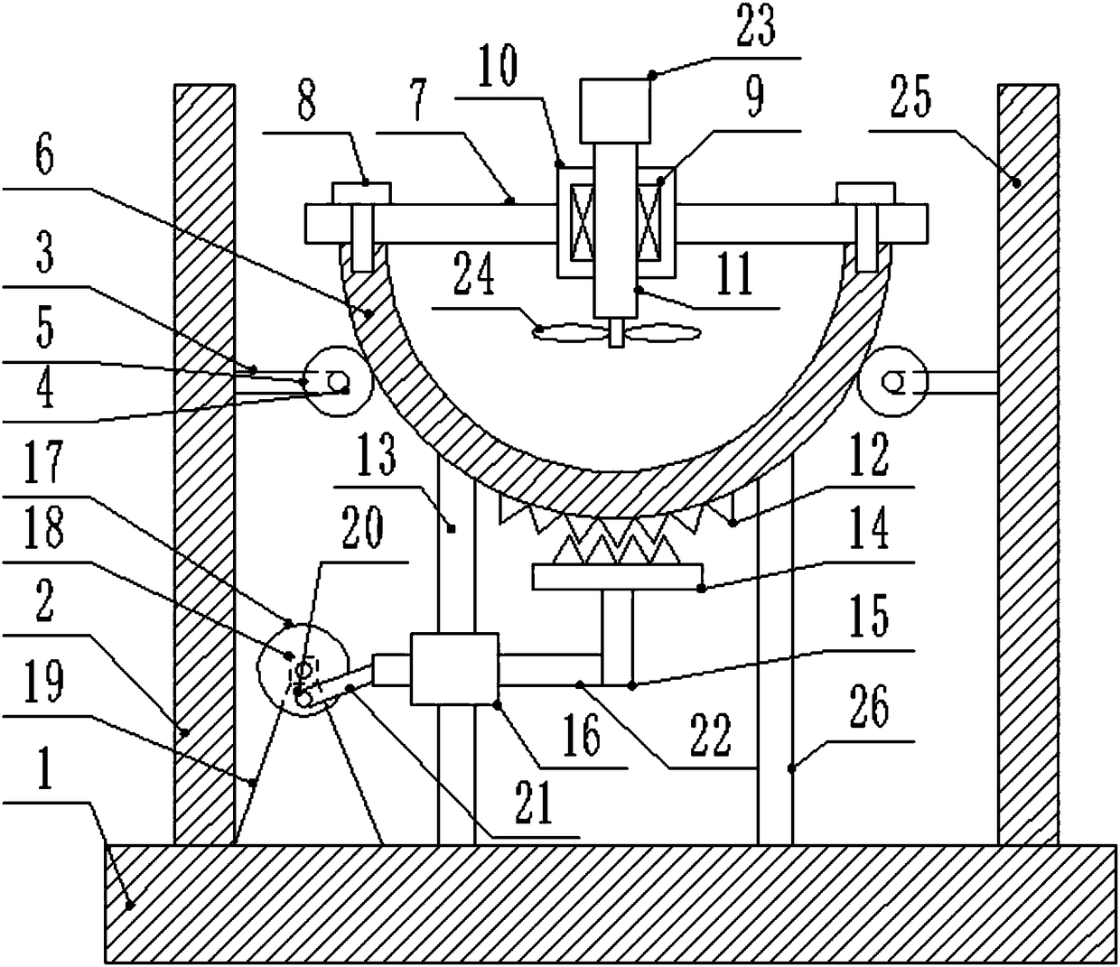 Crank-slider controlled food quick air-drying device