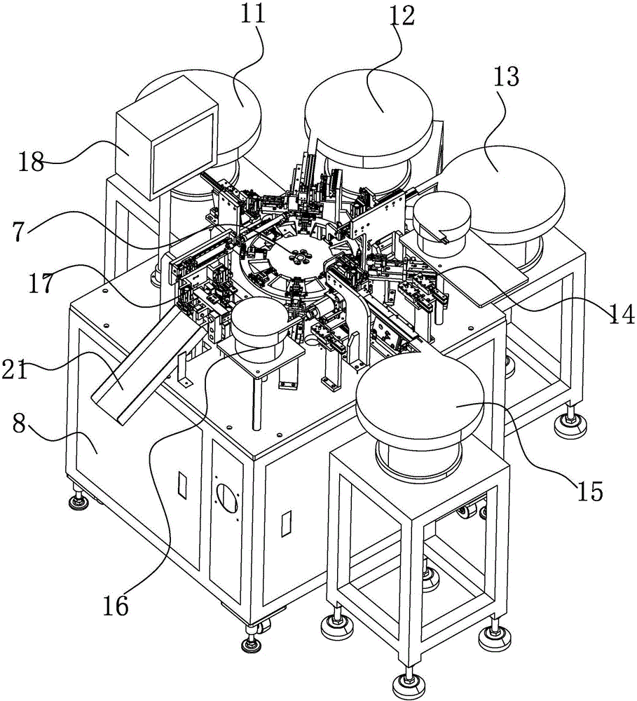 Automatic assembling and rivet pressing method and device for cupboard hinge