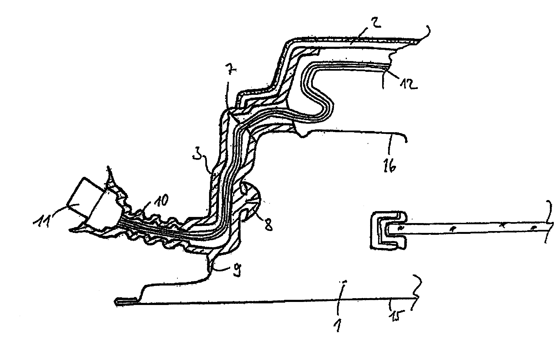 Inner cladding of a motor vehicle door comprising a cable harness