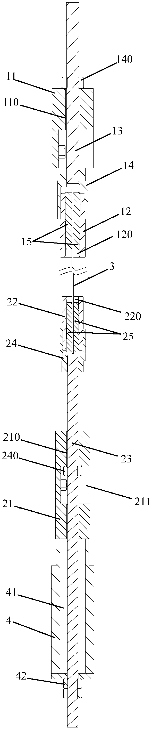 Prestressed carbon fiber tensioning device