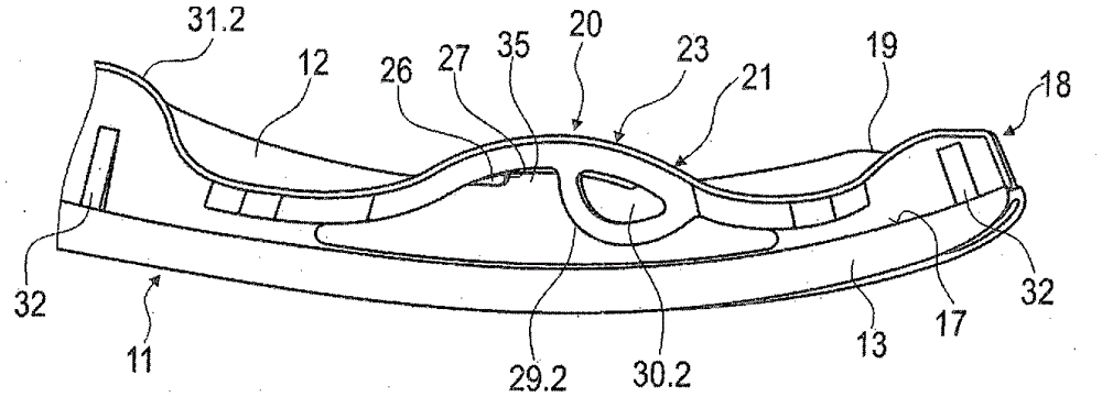 Tensioning rail with resilient press-on region